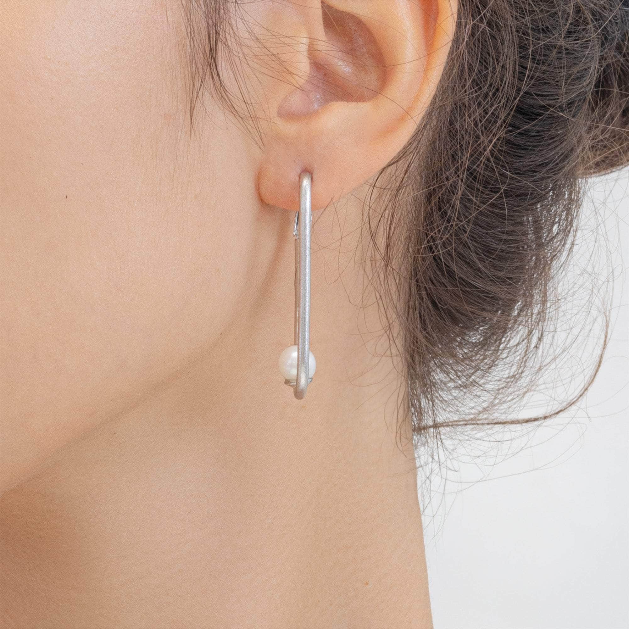 Wen White Pearl Earrings (White Rhodium) GERMAN KABIRSKI
