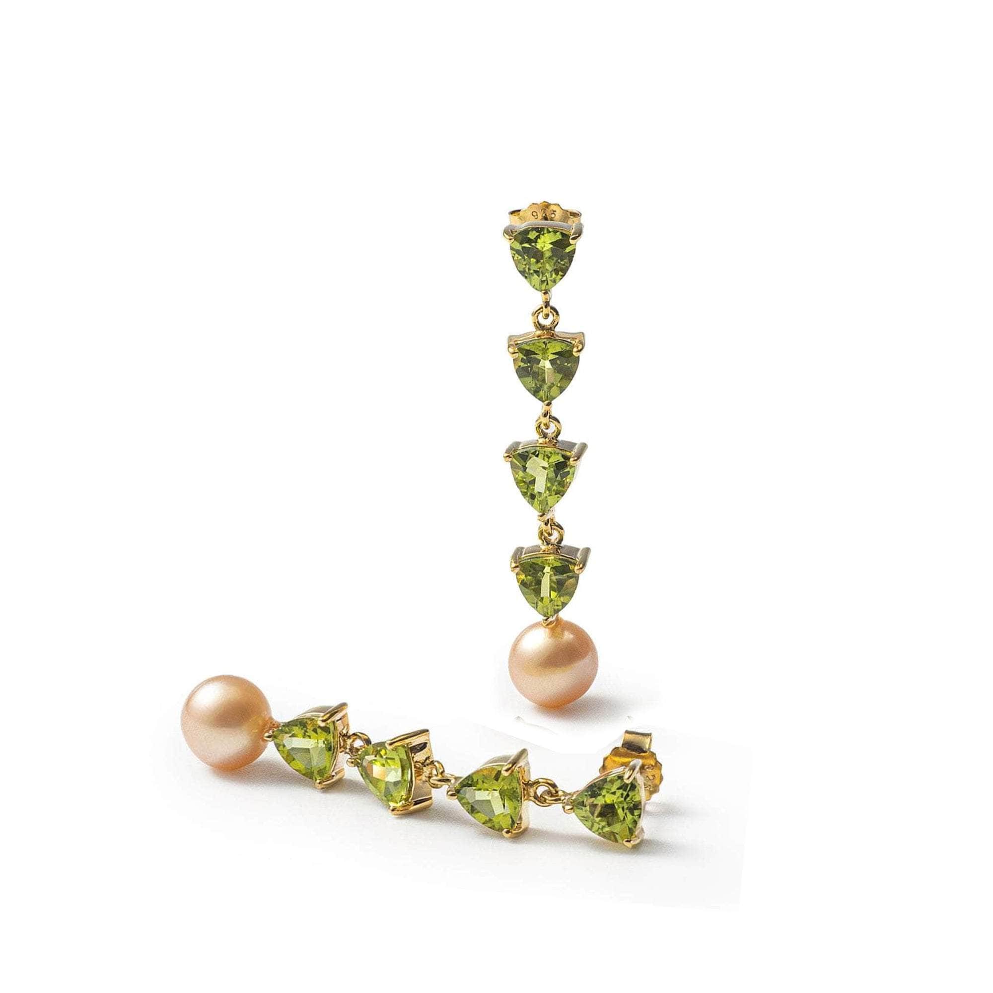 Mikko Symmetric Peridot and Freshwater Pearl Earrings