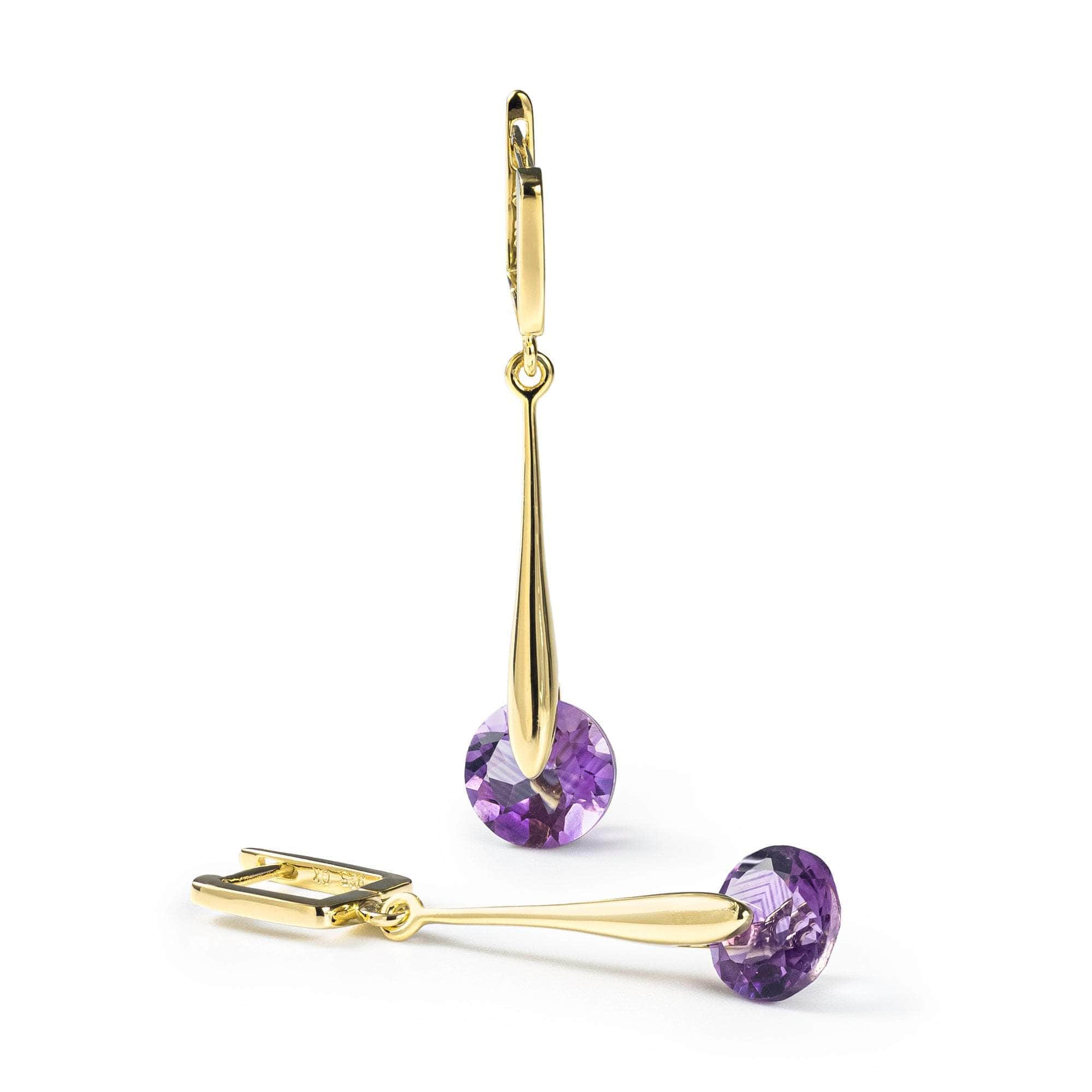 Varuni Iconic Design Gold-Plated Silver Earrings with Natural Amethyst
