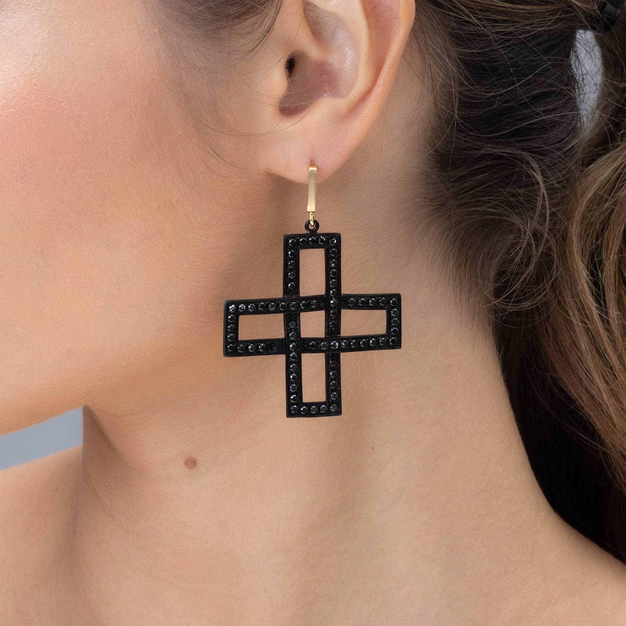 Khepri Asymmetric Natural Spinel and Amethyst Designer Earrings in 925 Sterling Silver