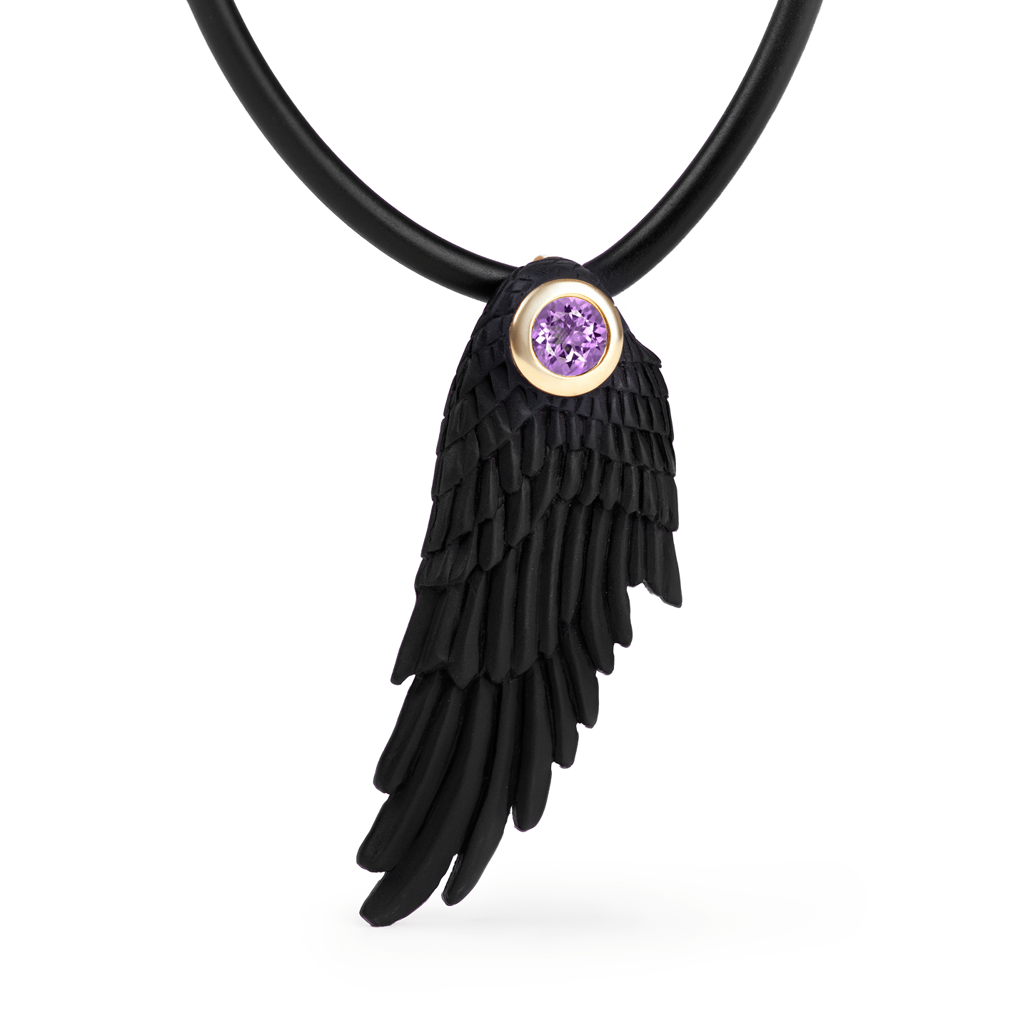 Fligelli Wing Pendant Personalized & Co-Designed with Custom Options: Garnet, Sapphire, Citrine, Amethyst, Rhodolite, White or Black Rhodium, Anthracite, Gold