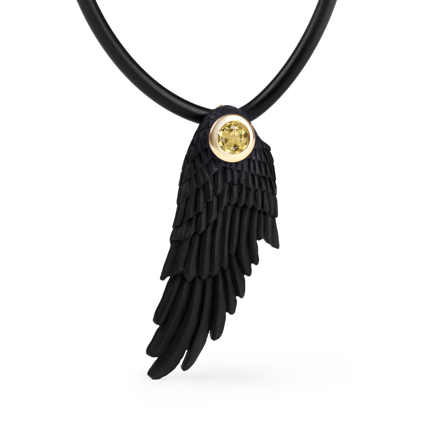 Fligelli Wing Pendant Personalized & Co-Designed with Custom Options: Garnet, Sapphire, Citrine, Amethyst, Rhodolite, White or Black Rhodium, Anthracite, Gold