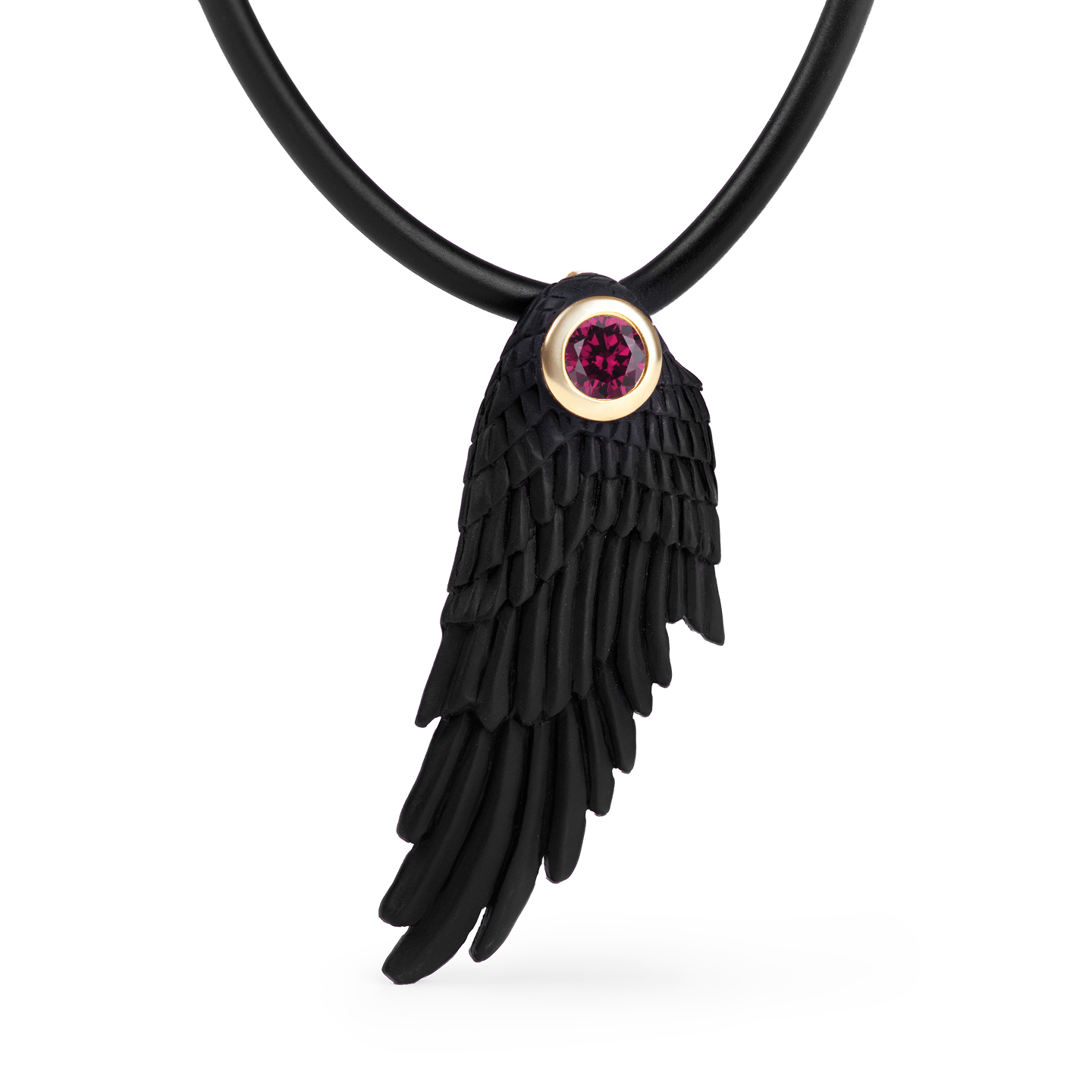 Fligelli Wing Pendant Personalized & Co-Designed with Custom Options: Garnet, Sapphire, Citrine, Amethyst, Rhodolite, White or Black Rhodium, Anthracite, Gold