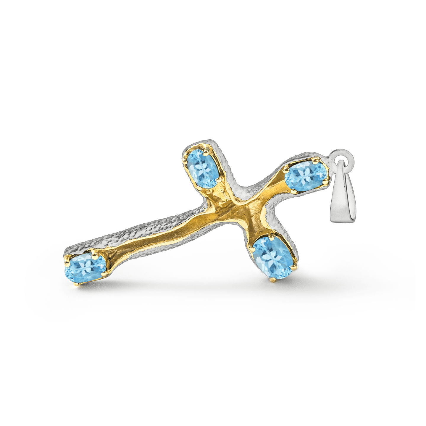 Friling Cross Pendant Personalized & Co-Designed with Custom Options: Blue Topaz, Rhodolite, Chrome Diopside, Citrine, Smoky Quartz, Garnet, Black or White Rhodium, Anthracite, Gold