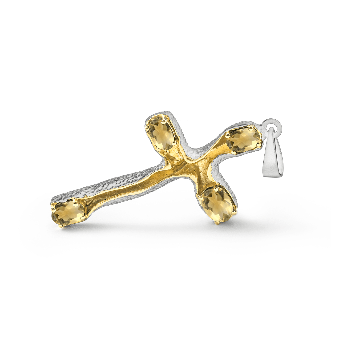 Friling Cross Pendant Personalized & Co-Designed with Custom Options: Blue Topaz, Rhodolite, Chrome Diopside, Citrine, Smoky Quartz, Garnet, Black or White Rhodium, Anthracite, Gold