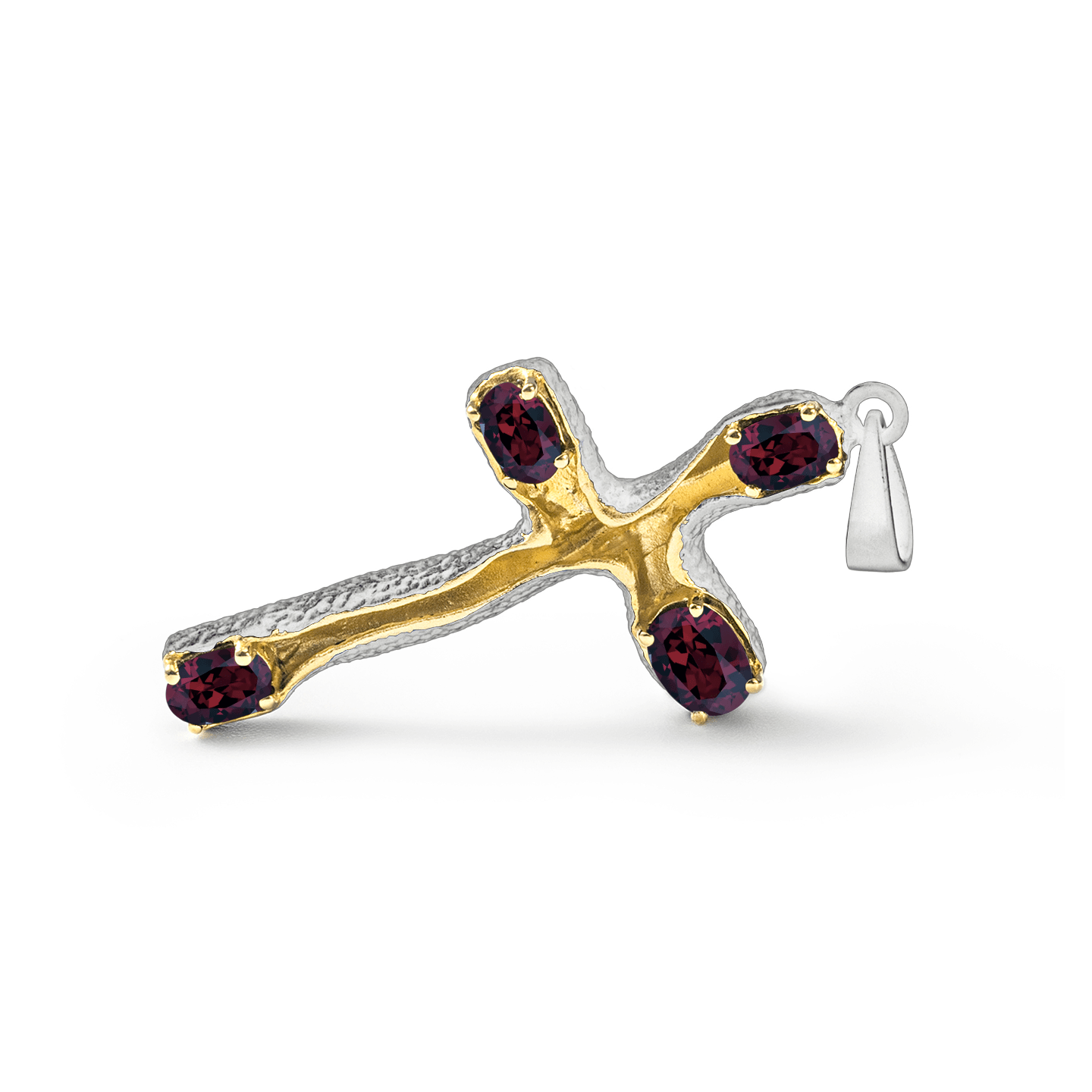 Friling Cross Pendant Personalized & Co-Designed with Custom Options: Blue Topaz, Rhodolite, Chrome Diopside, Citrine, Smoky Quartz, Garnet, Black or White Rhodium, Anthracite, Gold