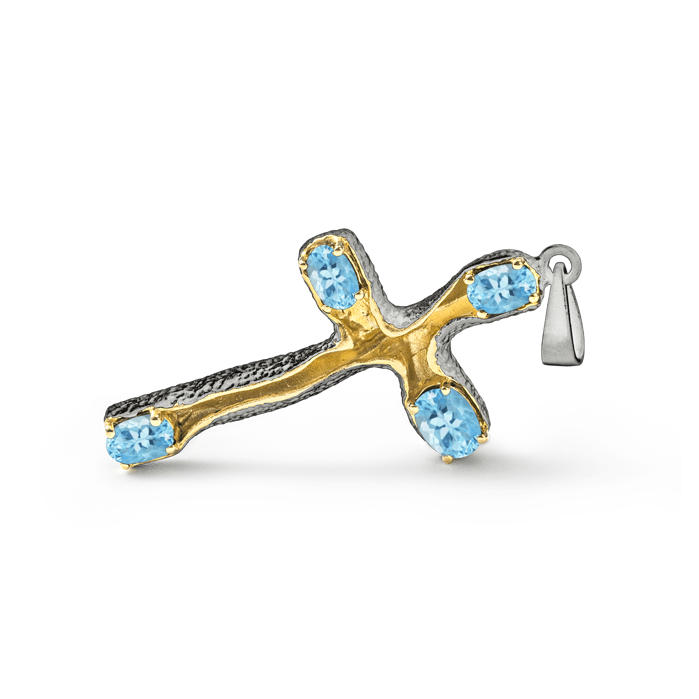 Friling Cross Pendant Personalized & Co-Designed with Custom Options: Blue Topaz, Rhodolite, Chrome Diopside, Citrine, Smoky Quartz, Garnet, Black or White Rhodium, Anthracite, Gold