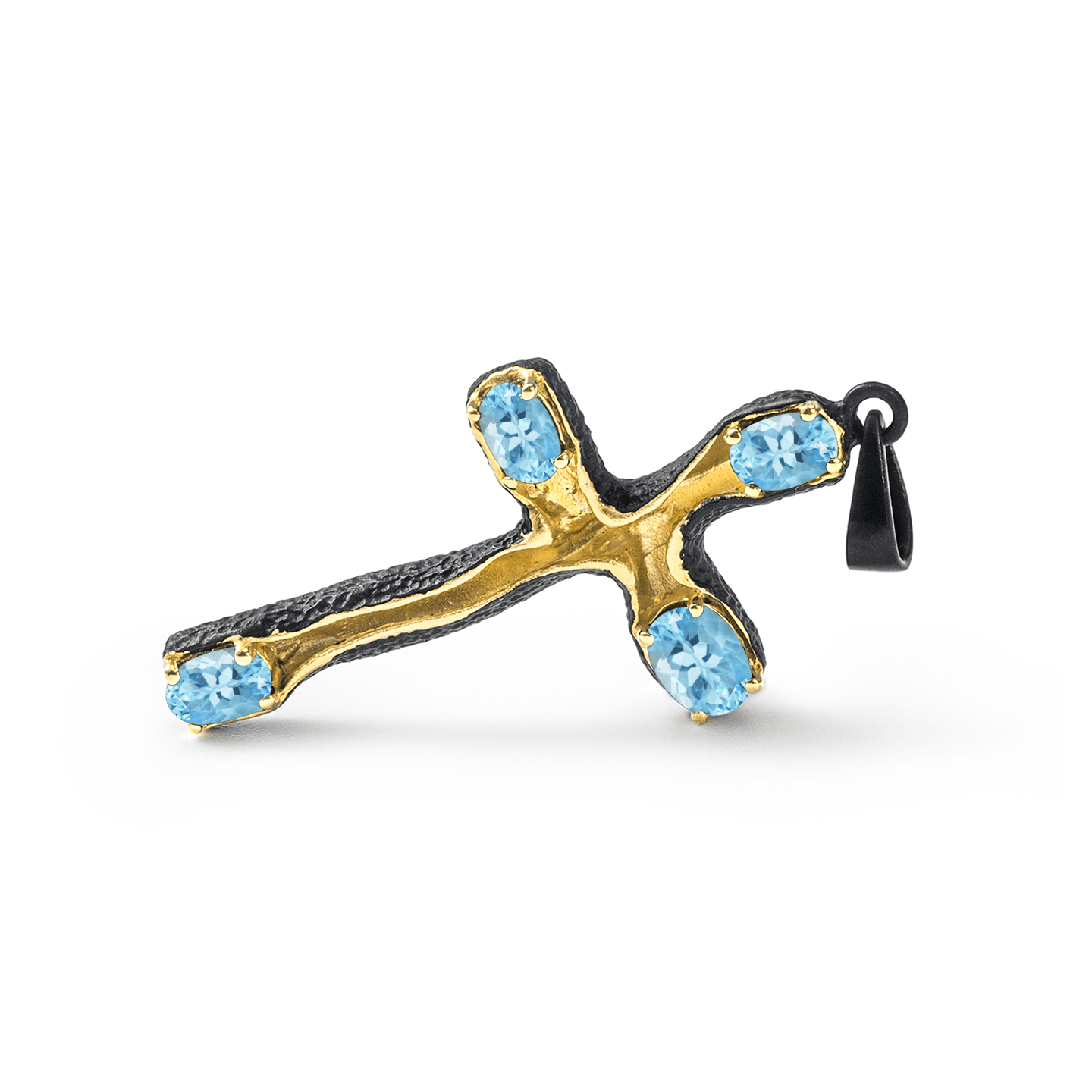 Friling Cross Pendant Personalized & Co-Designed with Custom Options: Blue Topaz, Rhodolite, Chrome Diopside, Citrine, Smoky Quartz, Garnet, Black or White Rhodium, Anthracite, Gold