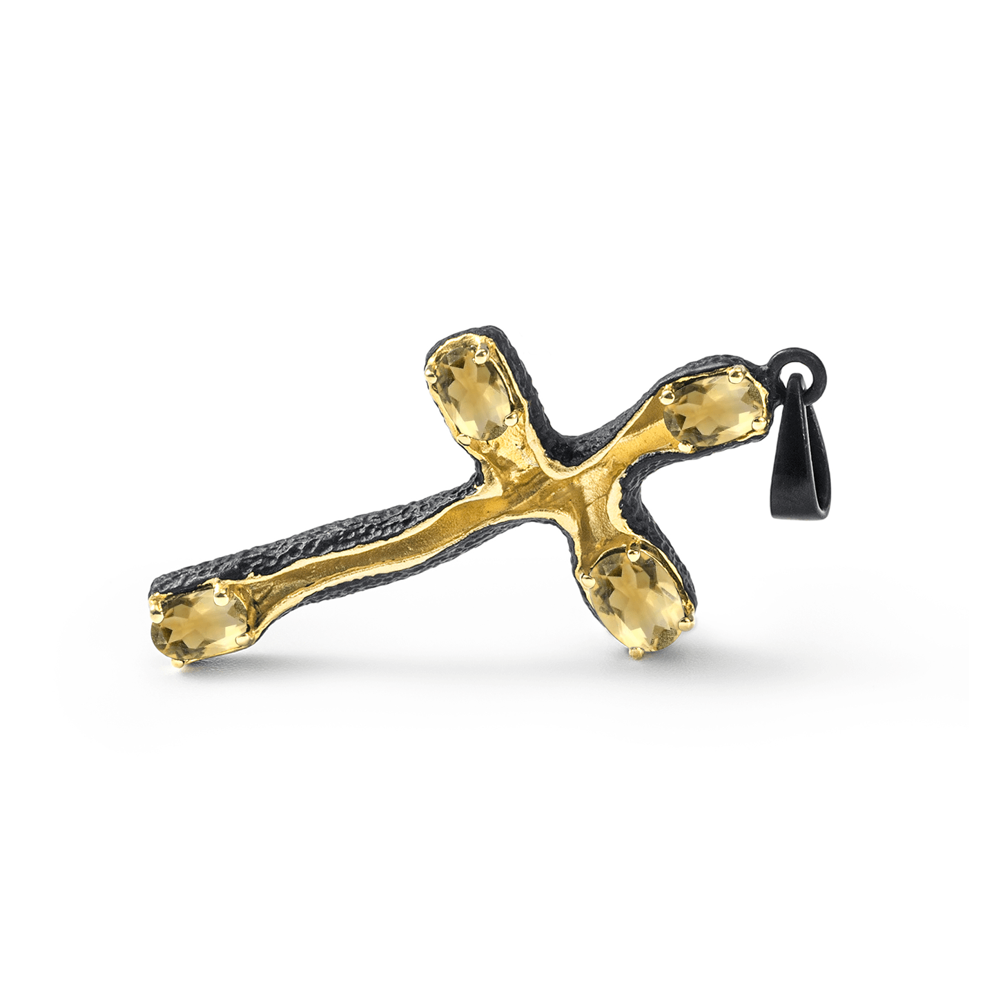 Friling Cross Pendant Personalized & Co-Designed with Custom Options: Blue Topaz, Rhodolite, Chrome Diopside, Citrine, Smoky Quartz, Garnet, Black or White Rhodium, Anthracite, Gold