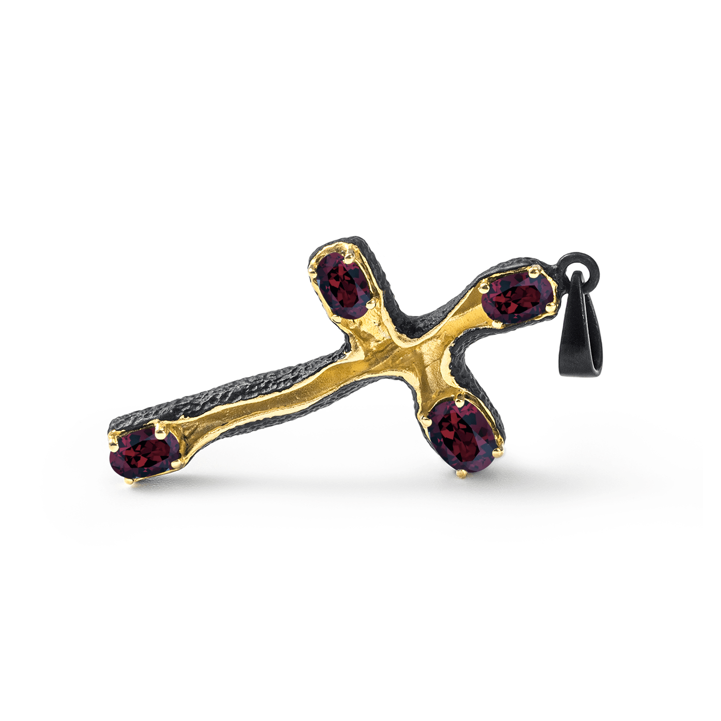 Friling Cross Pendant Personalized & Co-Designed with Custom Options: Blue Topaz, Rhodolite, Chrome Diopside, Citrine, Smoky Quartz, Garnet, Black or White Rhodium, Anthracite, Gold