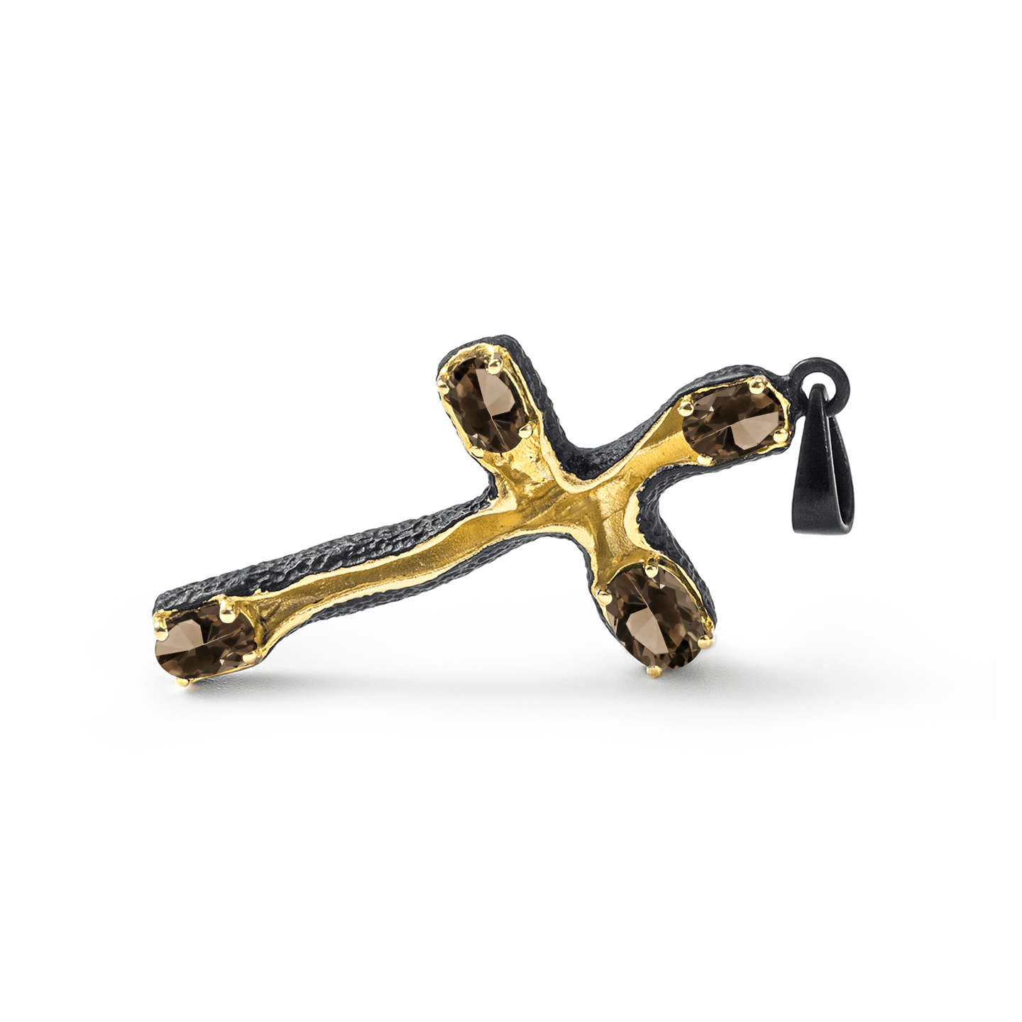 Friling Cross Pendant Personalized & Co-Designed with Custom Options: Blue Topaz, Rhodolite, Chrome Diopside, Citrine, Smoky Quartz, Garnet, Black or White Rhodium, Anthracite, Gold