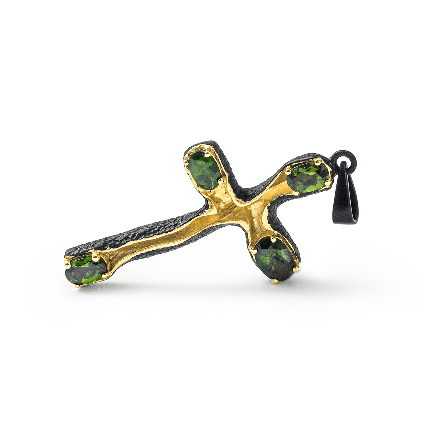 Friling Cross Pendant Personalized & Co-Designed with Custom Options: Blue Topaz, Rhodolite, Chrome Diopside, Citrine, Smoky Quartz, Garnet, Black or White Rhodium, Anthracite, Gold