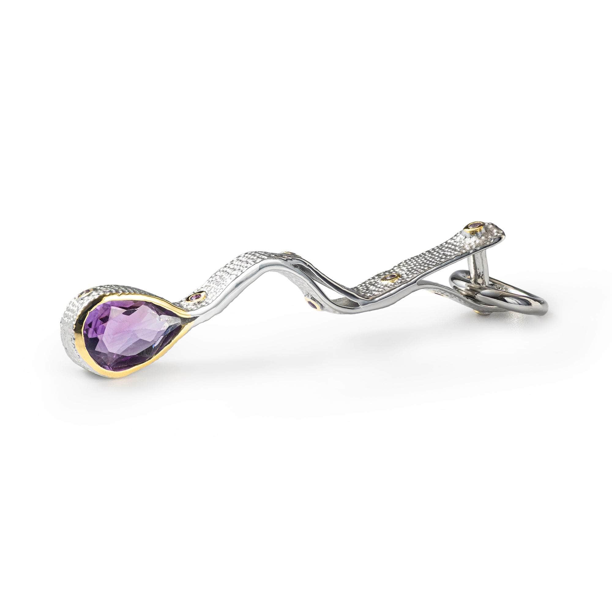 Susen Sterling Silver Designer Pendant with Natural Pear-cut Amethyst