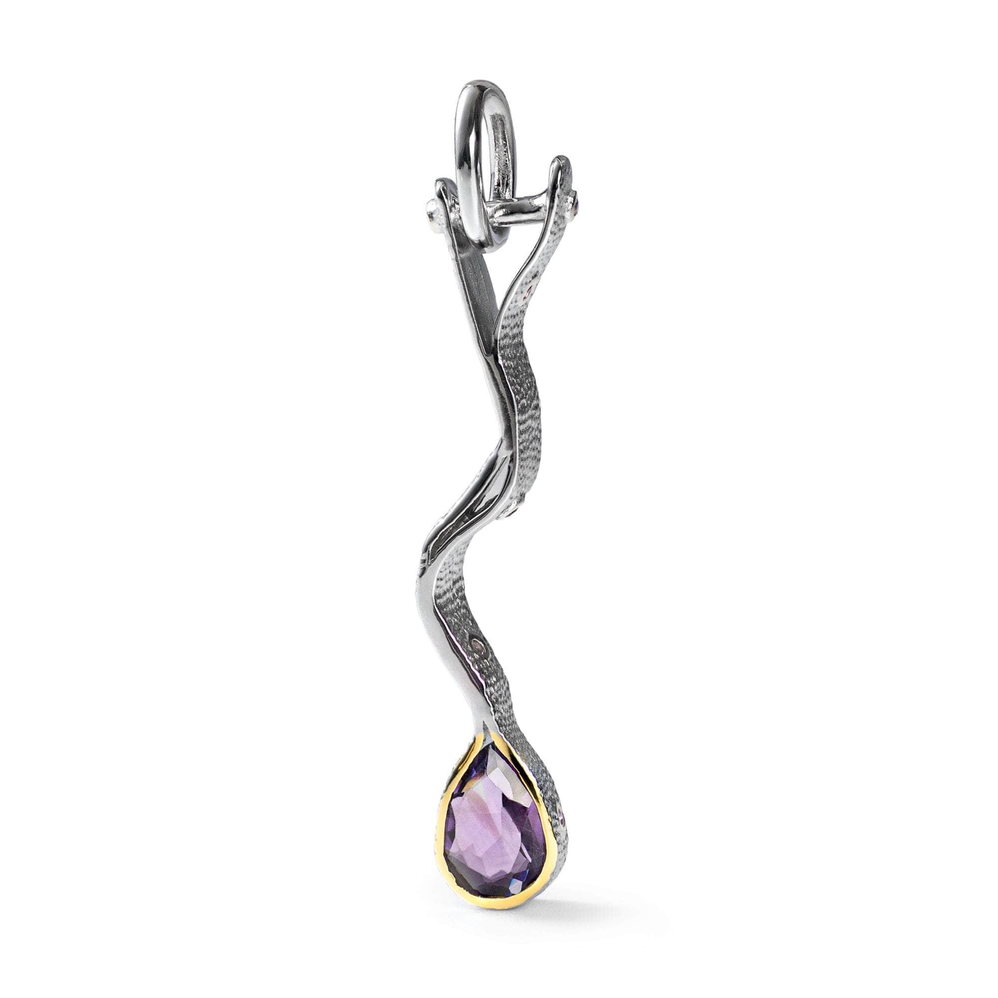 Susen Sterling Silver Designer Pendant with Natural Pear-cut Amethyst