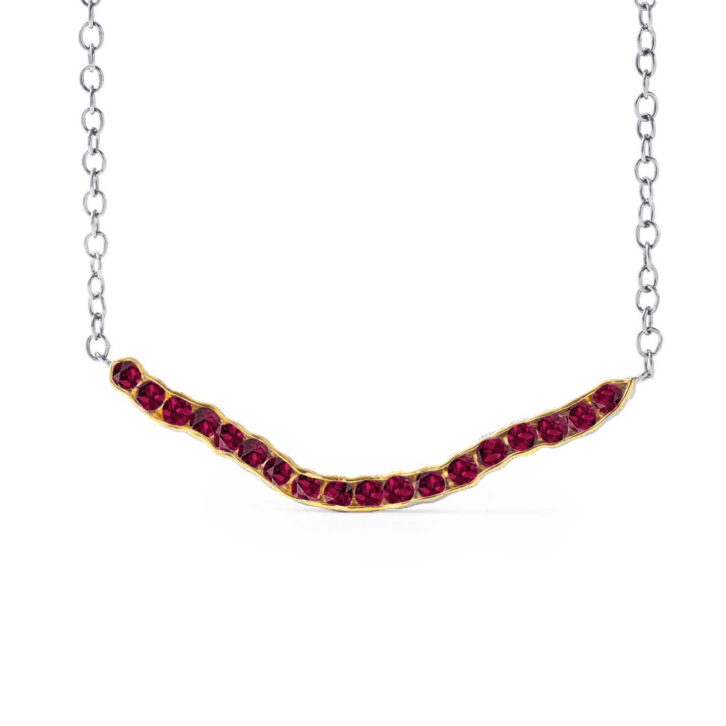 Rigzee Modern Silver Necklace, Co-Designed with Your Choice of Gemstone & Plating: Amethyst, Blue Topaz, Peridot, Rhodolite, Smoky Quartz, Citrine, White or Black Rhodium, Gold
