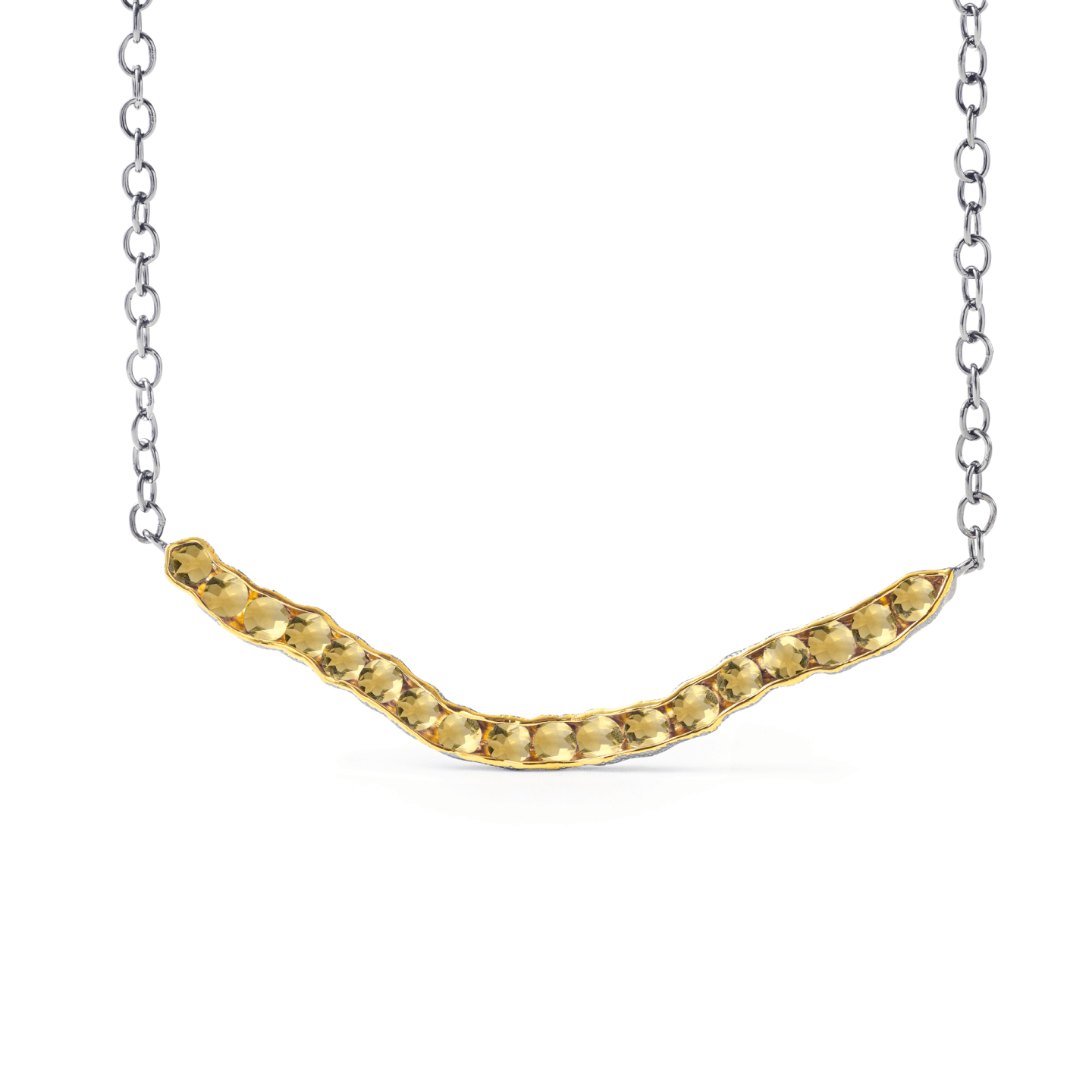 Rigzee Modern Silver Necklace, Co-Designed with Your Choice of Gemstone & Plating: Amethyst, Blue Topaz, Peridot, Rhodolite, Smoky Quartz, Citrine, White or Black Rhodium, Gold
