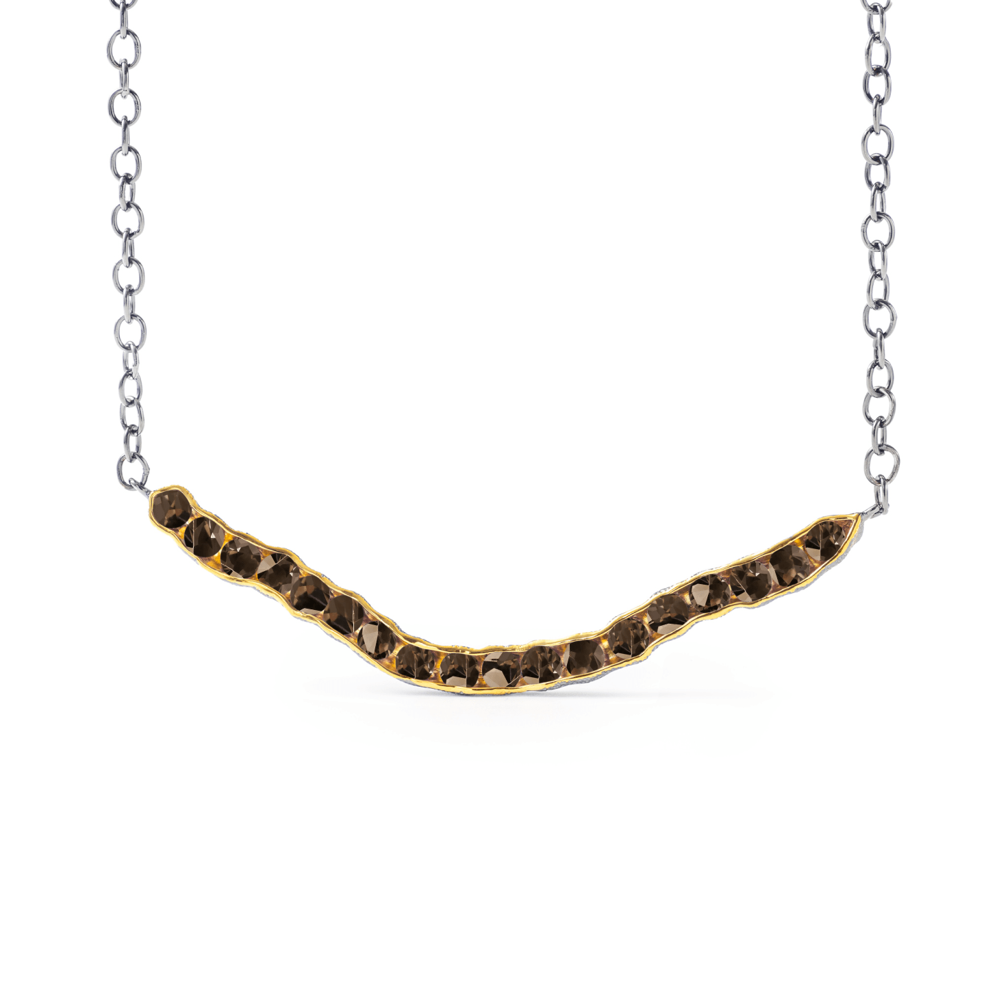 Rigzee Modern Silver Necklace, Co-Designed with Your Choice of Gemstone & Plating: Amethyst, Blue Topaz, Peridot, Rhodolite, Smoky Quartz, Citrine, White or Black Rhodium, Gold