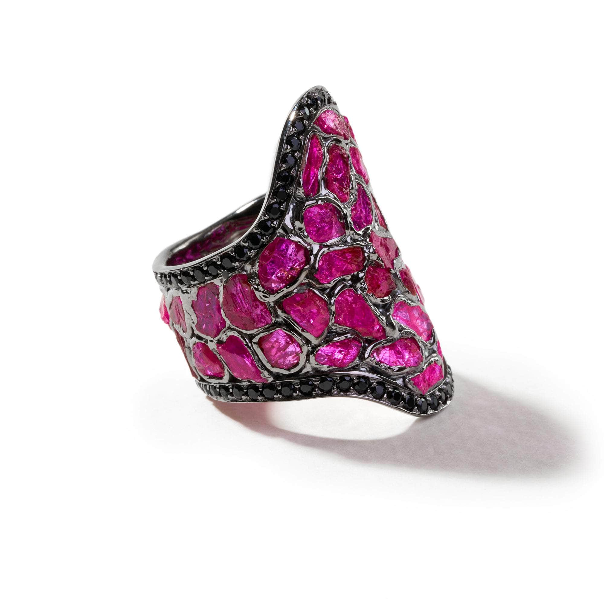 Kya Rough Ruby and Black Spinel Ring GERMAN KABIRSKI