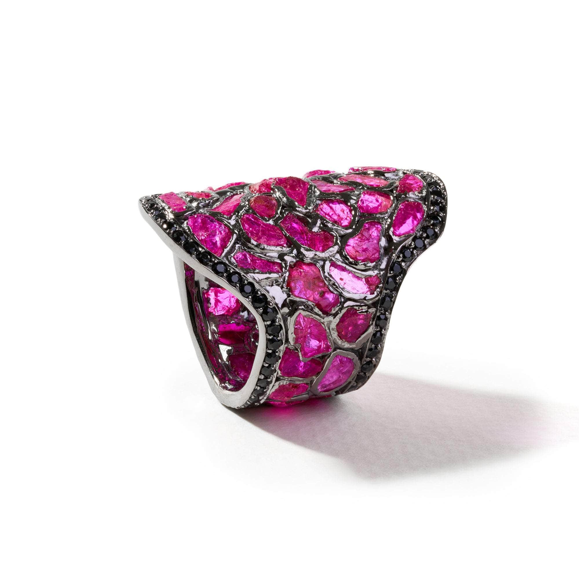 Kya Rough Ruby and Black Spinel Ring GERMAN KABIRSKI