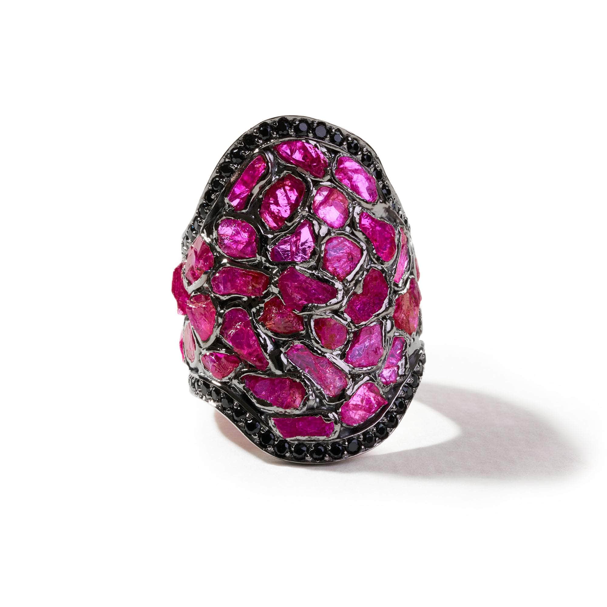 Kya Rough Ruby and Black Spinel Ring GERMAN KABIRSKI