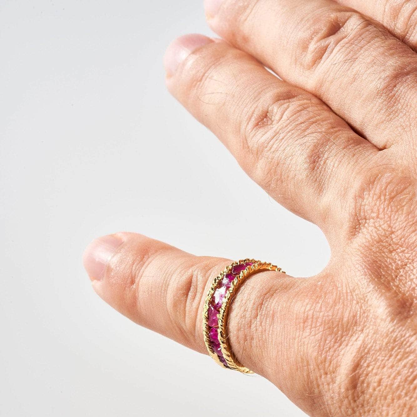 Lovina Minimalist Design Raw Natural Ruby Ring in 925 Sterling Silver (18K Gold-Plated)
