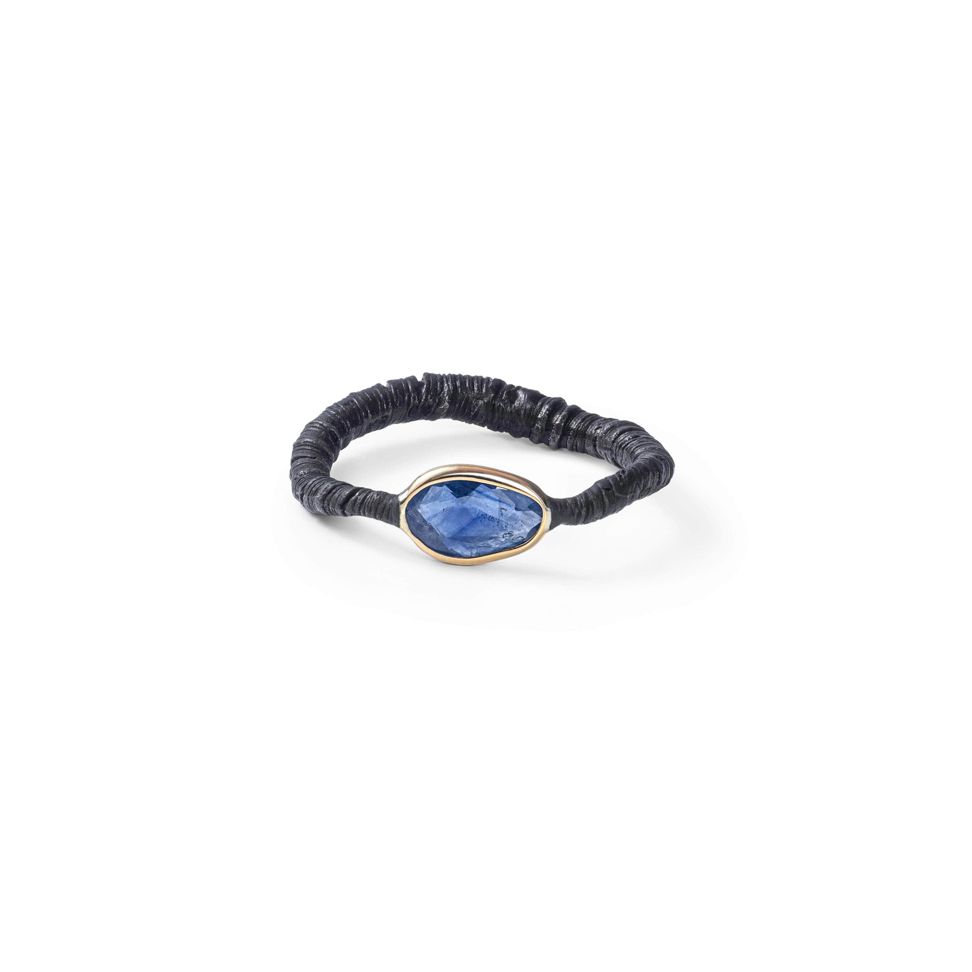 Musta Rough Blue Sapphire Ring (Black Anthracite) GERMAN KABIRSKI