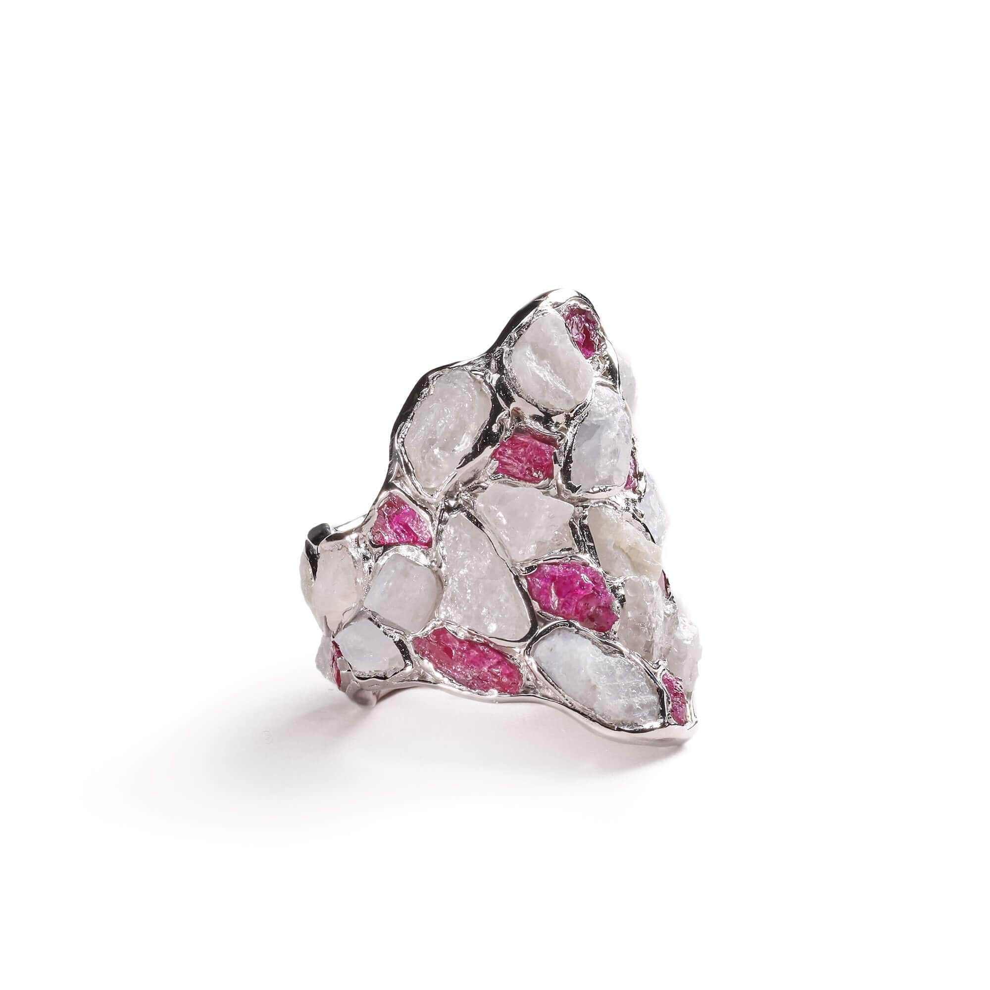 Nerissa White Sapphire Ruby Ring (White Rhodium)