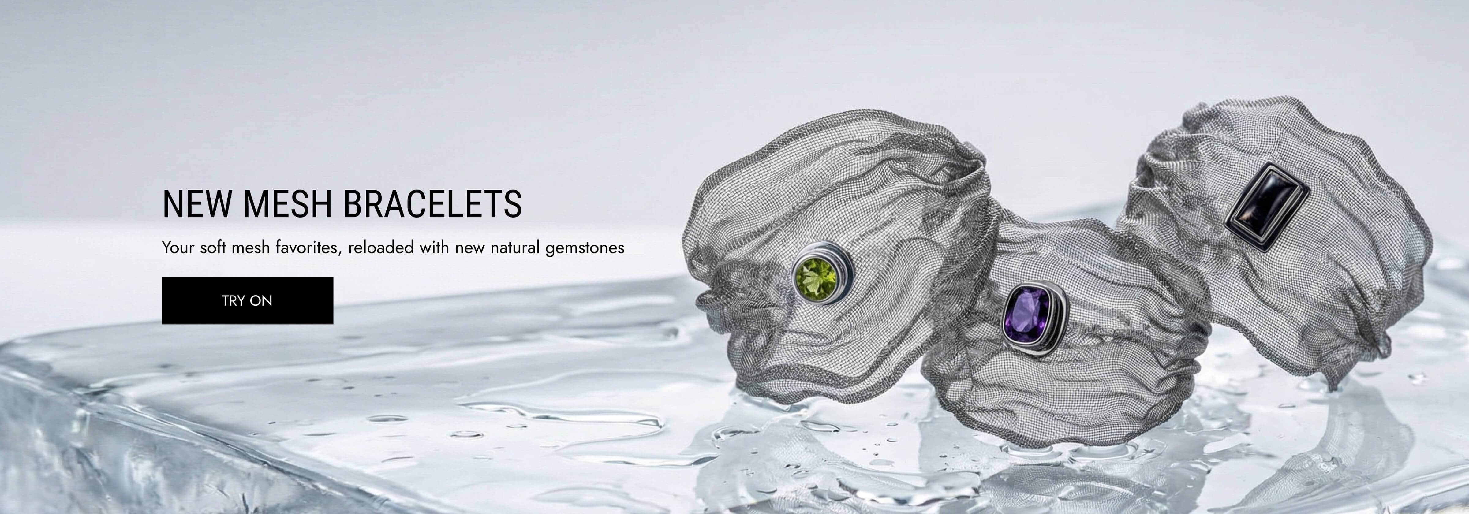 mesh jewelry bracelets with natural gemstones