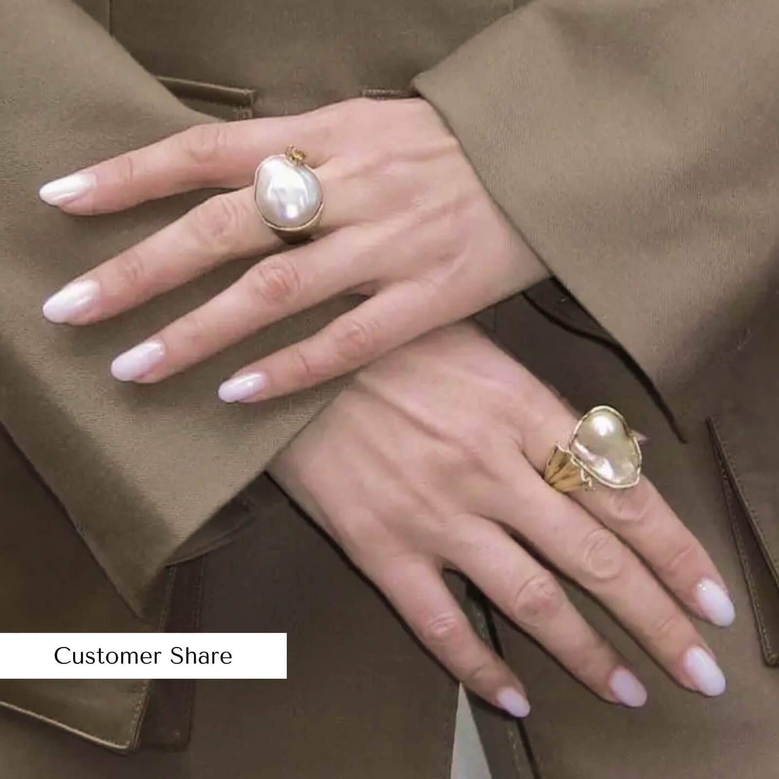 Niamh 18K Gold-plated Ring with Baroque Pearl in Textured Silver