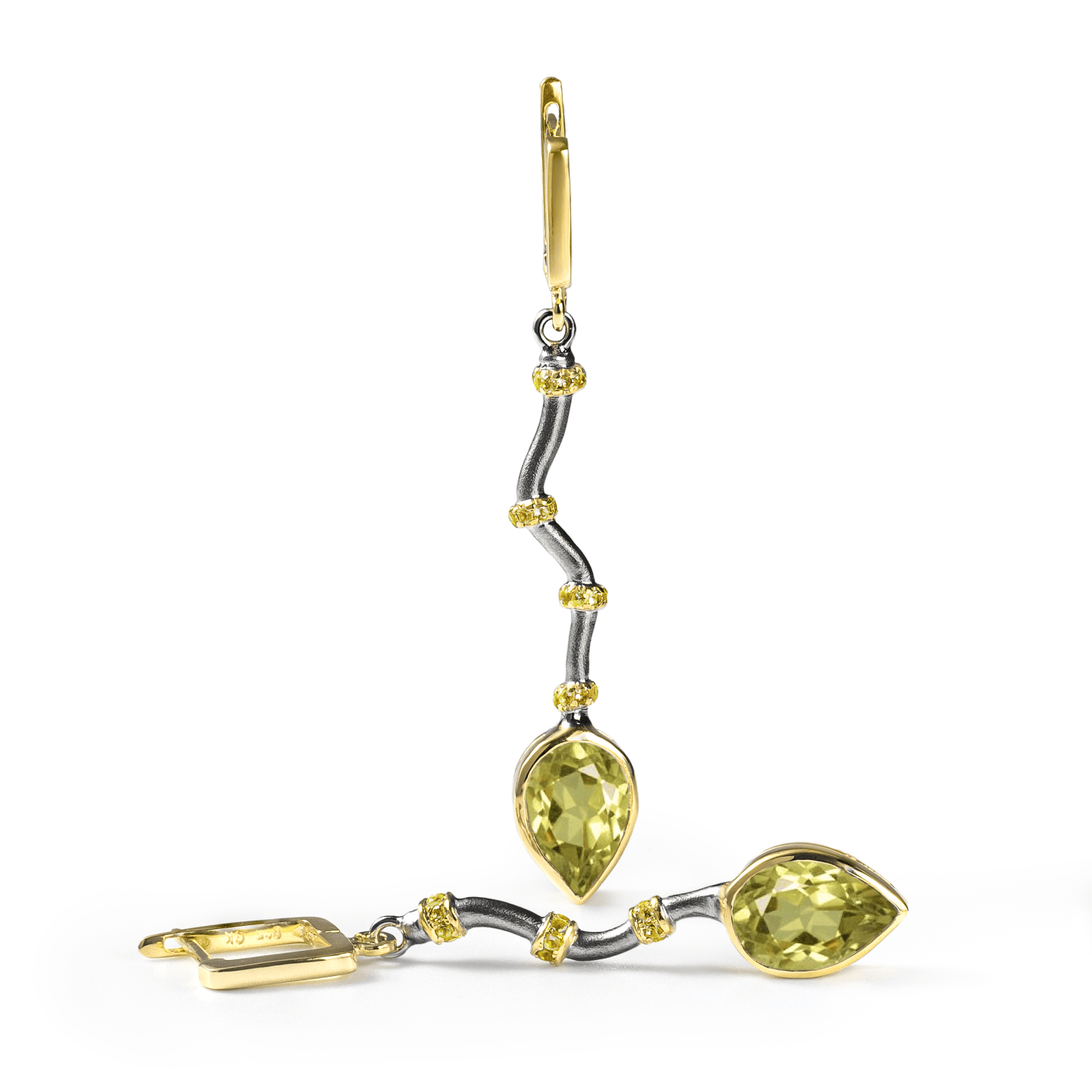 Osmotar Earrings Personalized & Co-Designed with Custom Options: Blue Topaz, Amethyst, Lemon Quartz, Smoky Quartz, Garnet, White or Black Rhodium, Gold