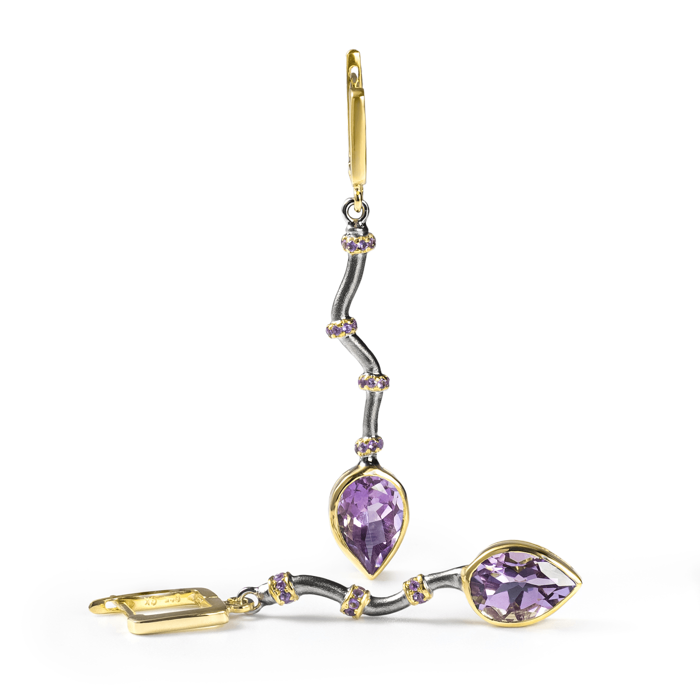 Osmotar Earrings Personalized & Co-Designed with Custom Options: Blue Topaz, Amethyst, Lemon Quartz, Smoky Quartz, Garnet, White or Black Rhodium, Gold