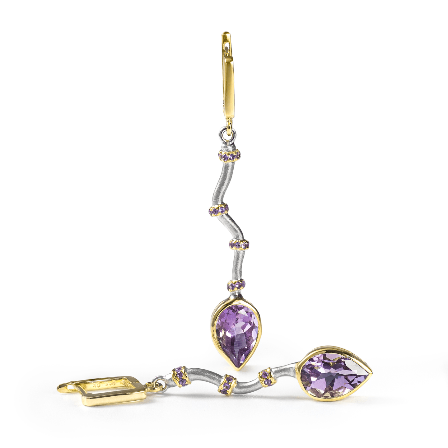 Osmotar Earrings Personalized & Co-Designed with Custom Options: Blue Topaz, Amethyst, Lemon Quartz, Smoky Quartz, Garnet, White or Black Rhodium, Gold