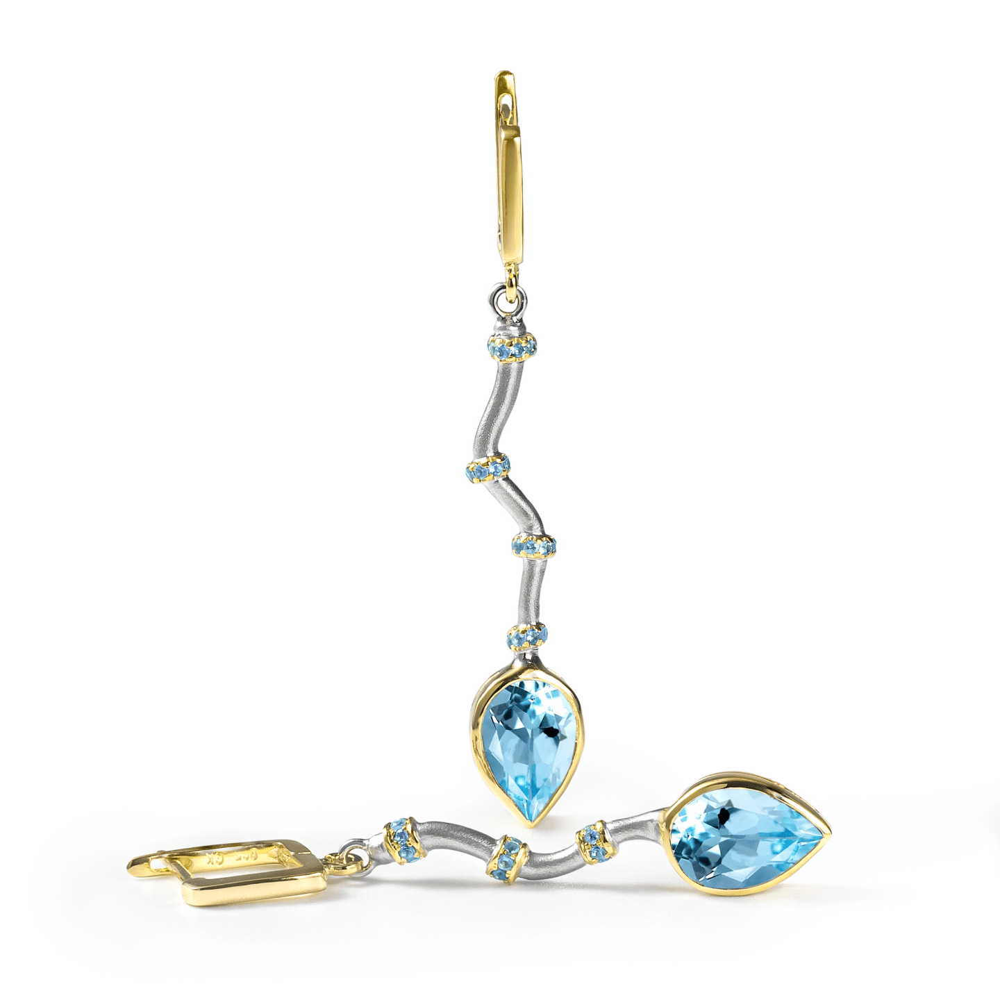 Osmotar Earrings Personalized & Co-Designed with Custom Options: Blue Topaz, Amethyst, Lemon Quartz, Smoky Quartz, Garnet, White or Black Rhodium, Gold