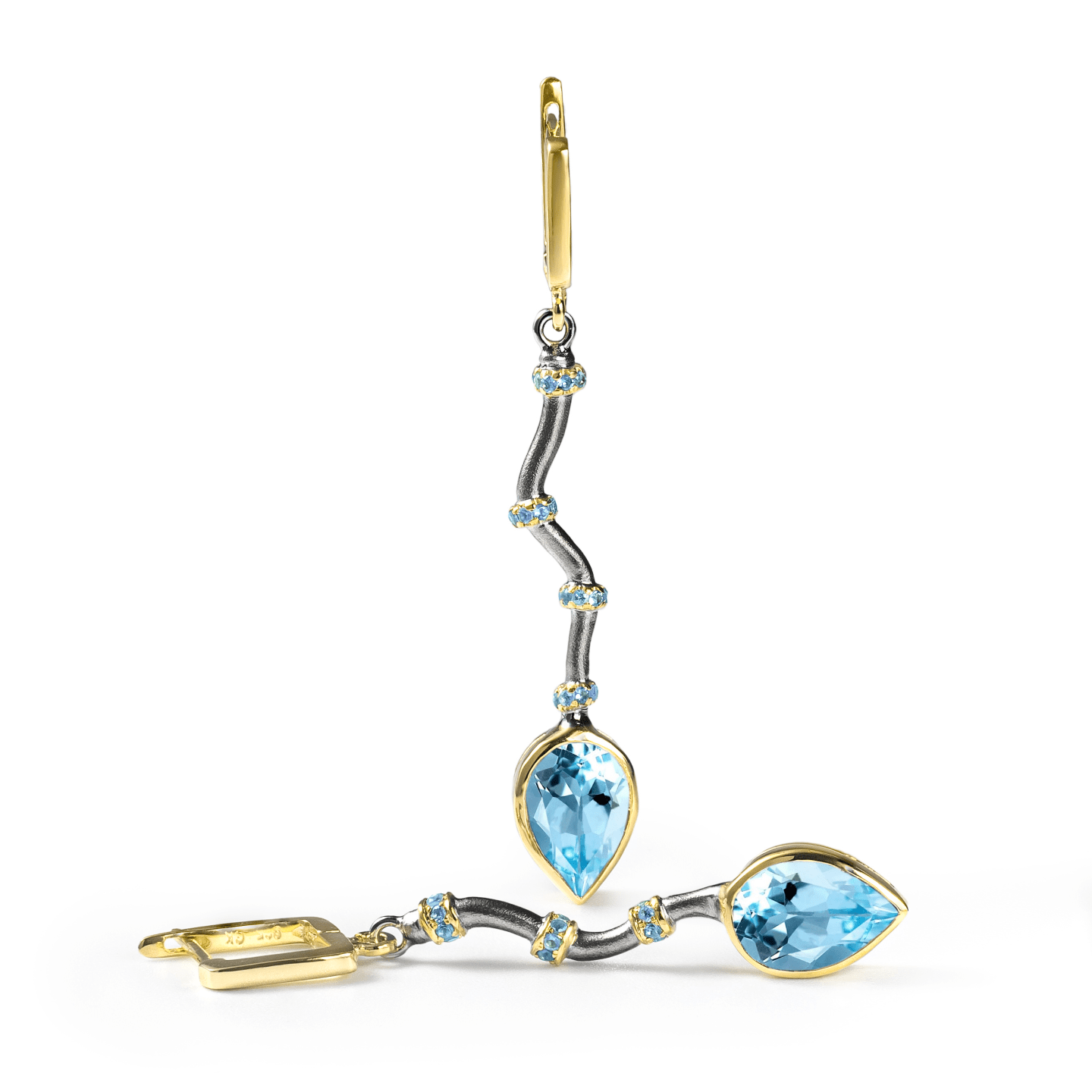 Osmotar Earrings Personalized & Co-Designed with Custom Options: Blue Topaz, Amethyst, Lemon Quartz, Smoky Quartz, Garnet, White or Black Rhodium, Gold