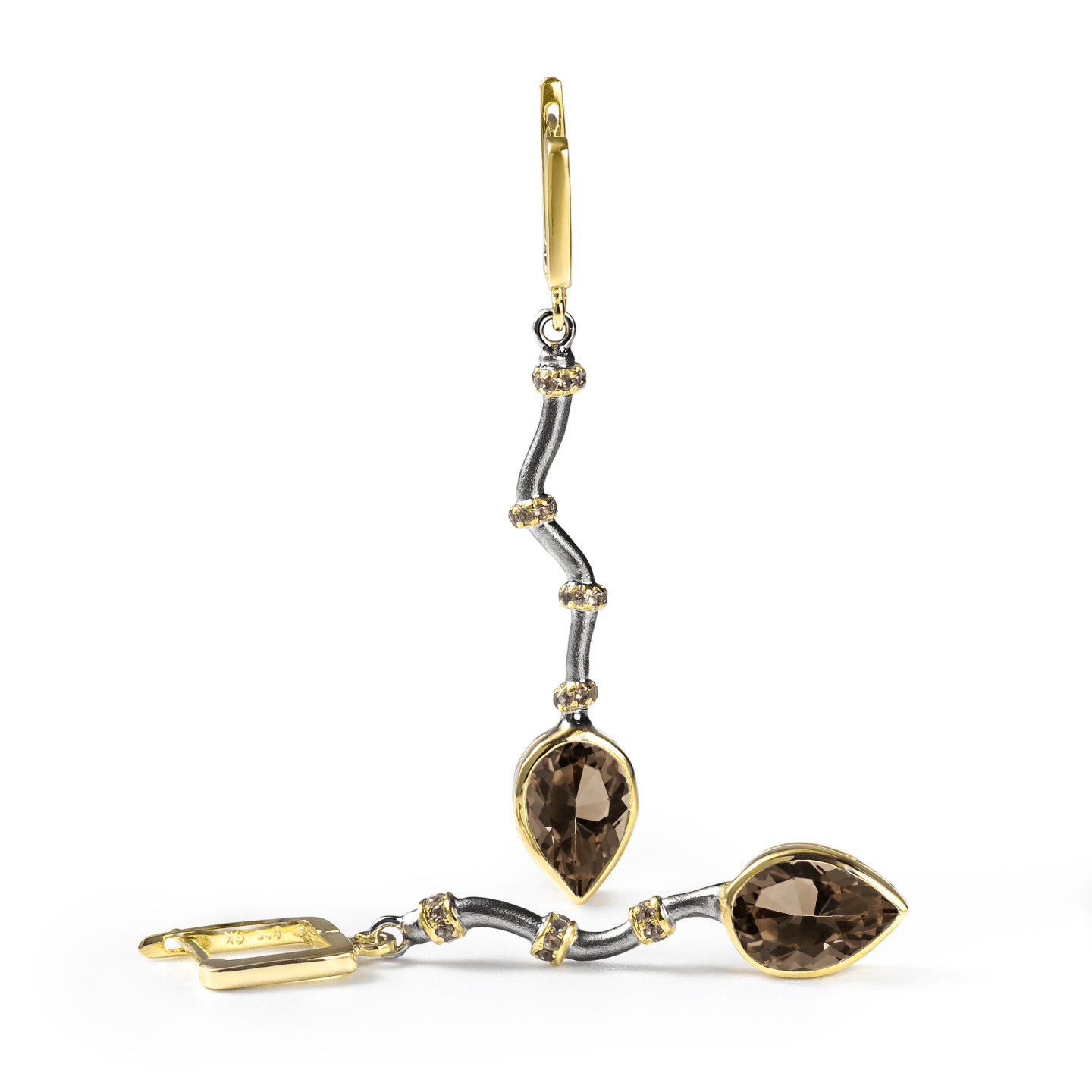 Osmotar Earrings Personalized & Co-Designed with Custom Options: Blue Topaz, Amethyst, Lemon Quartz, Smoky Quartz, Garnet, White or Black Rhodium, Gold