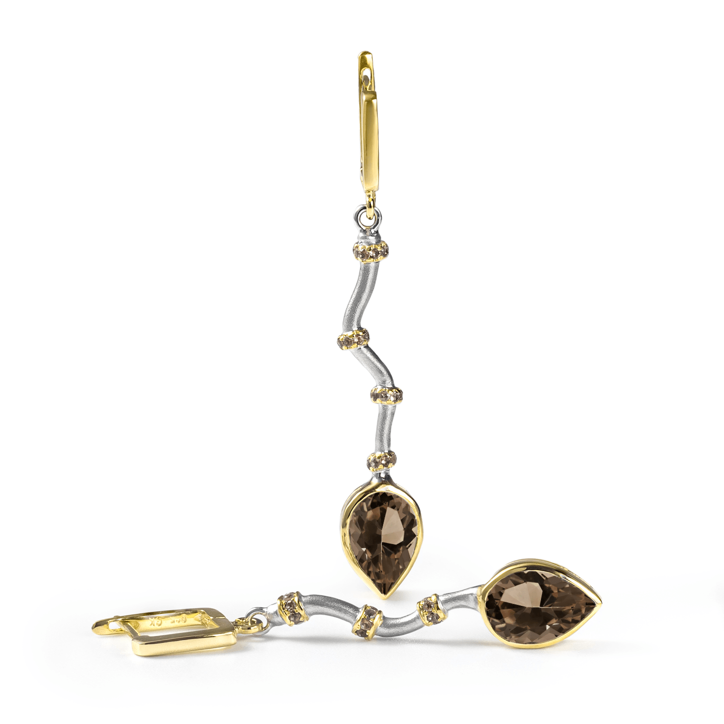 Osmotar Earrings Personalized & Co-Designed with Custom Options: Blue Topaz, Amethyst, Lemon Quartz, Smoky Quartz, Garnet, White or Black Rhodium, Gold