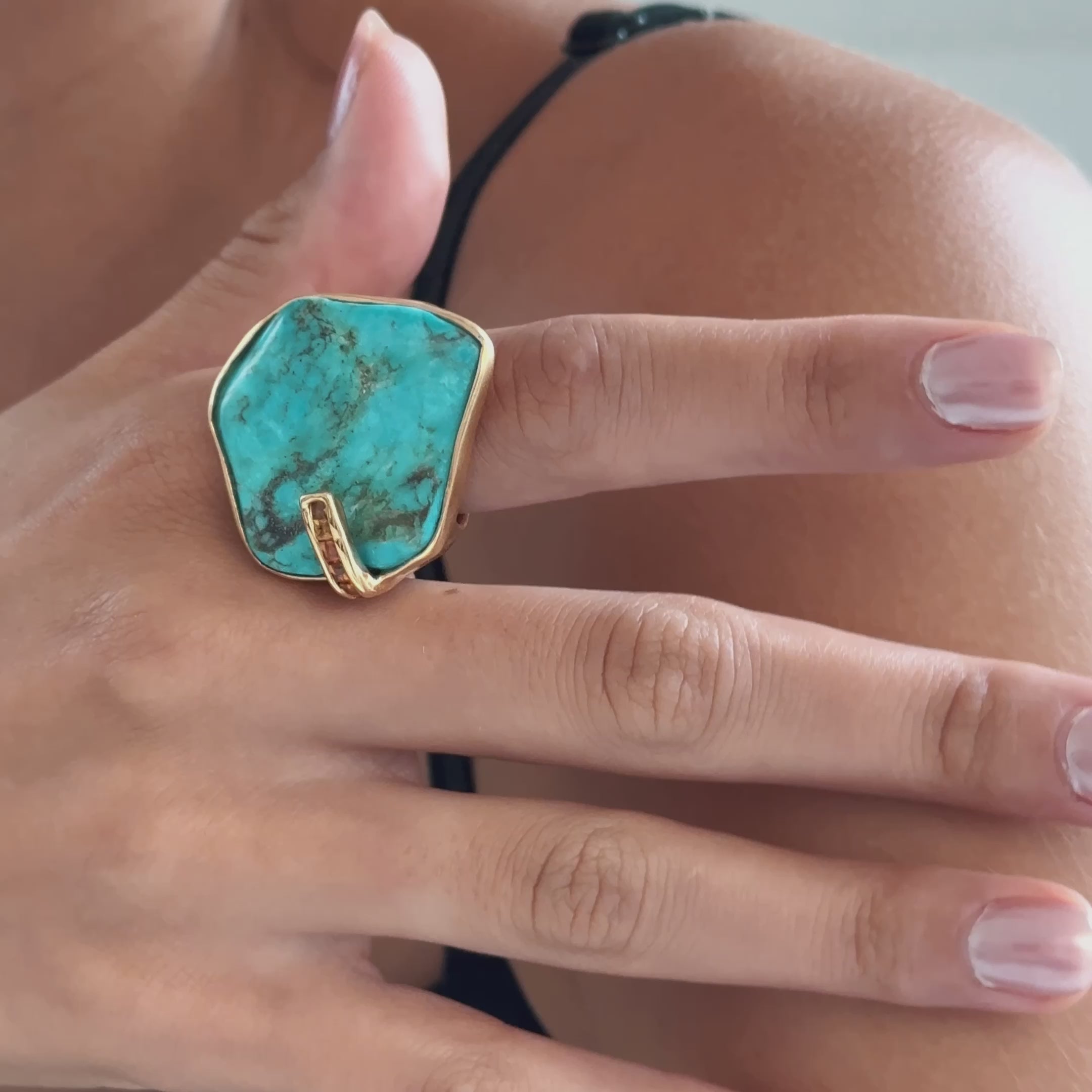 Mizu Rough Turquoise and Mixed Sapphire Ring