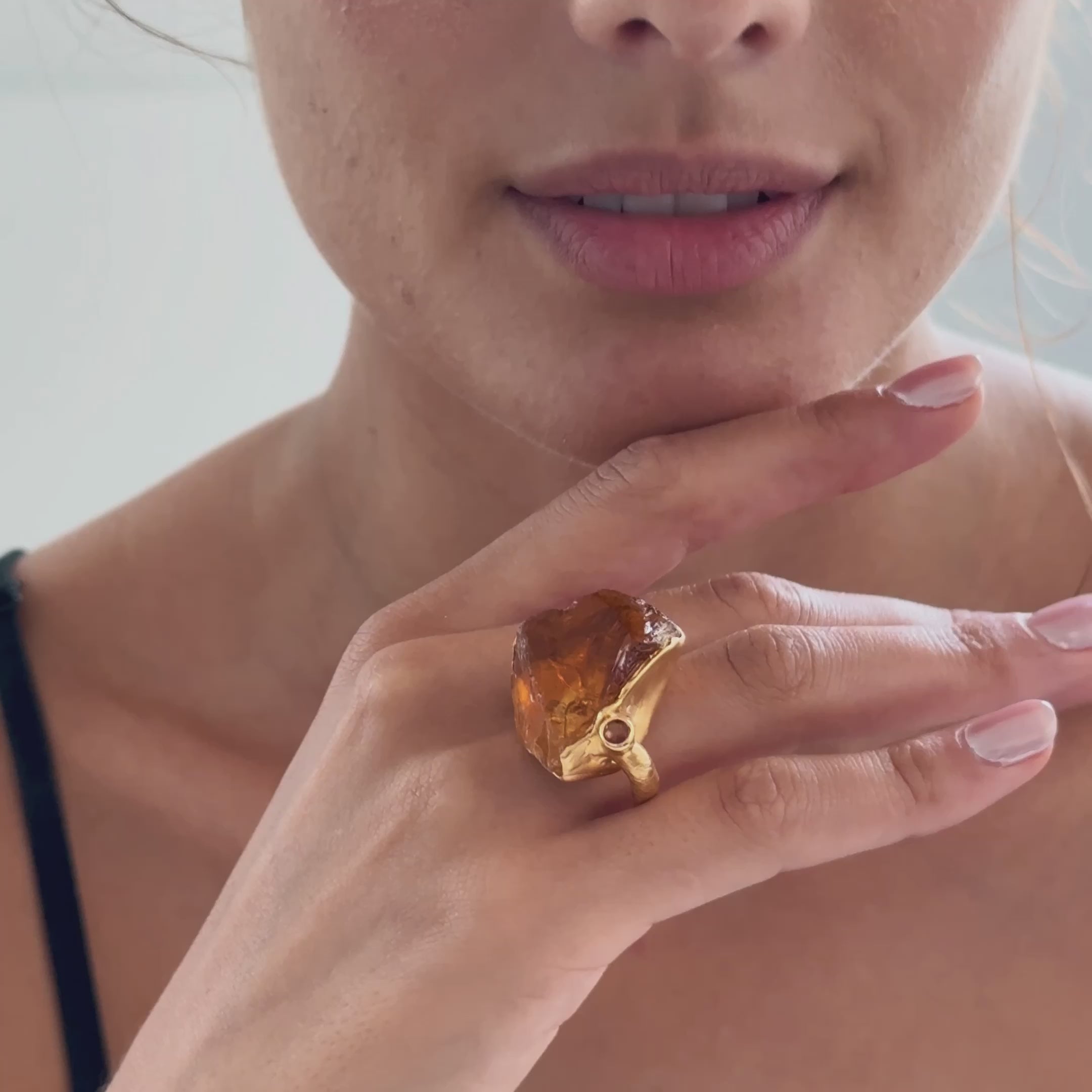 Sola Rough Citrine and Yellow Sapphire Ring