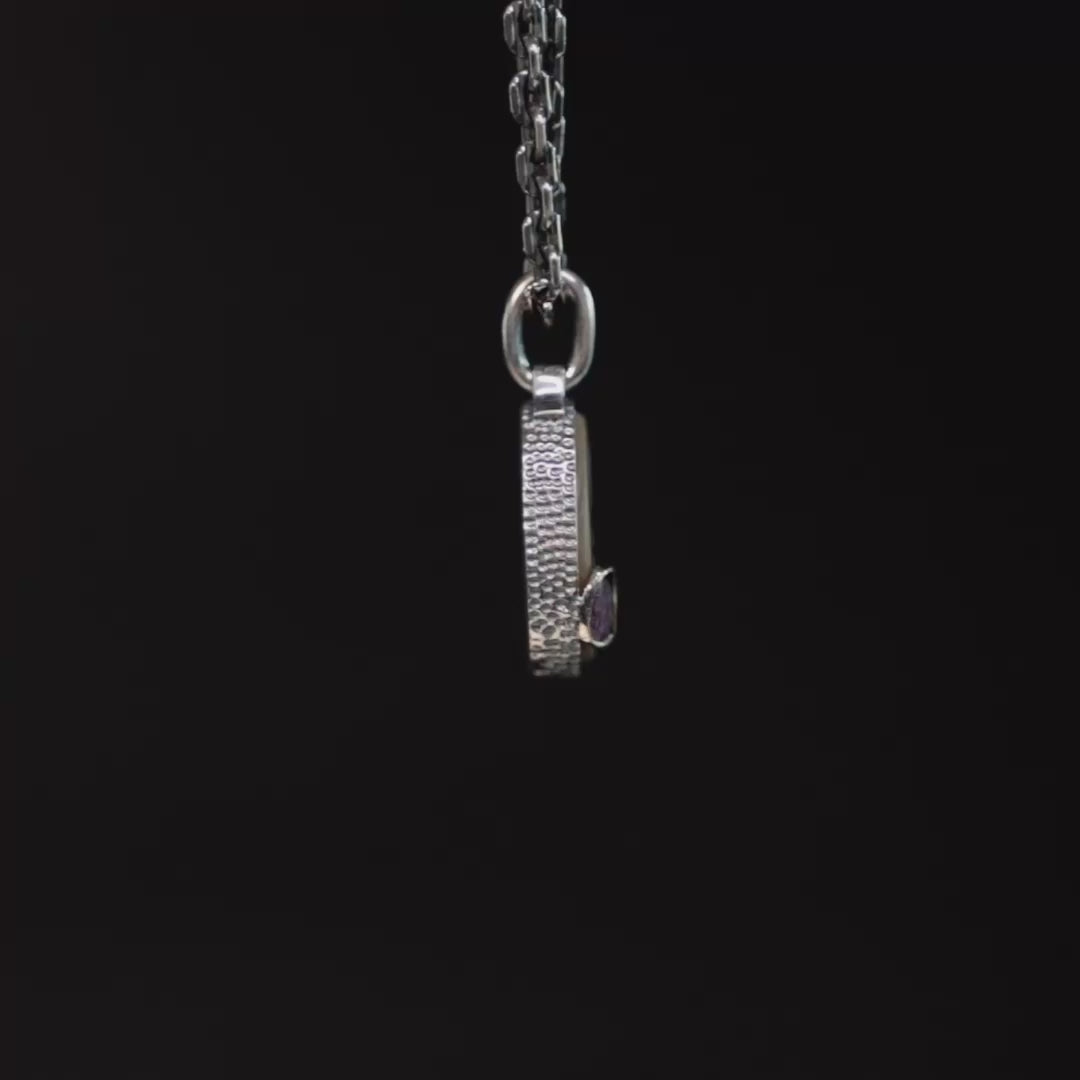 Tomyris Pendant with Authentic Near Eastern Agate Seal in 925 Silver & Raw Ruby in 9K Gold