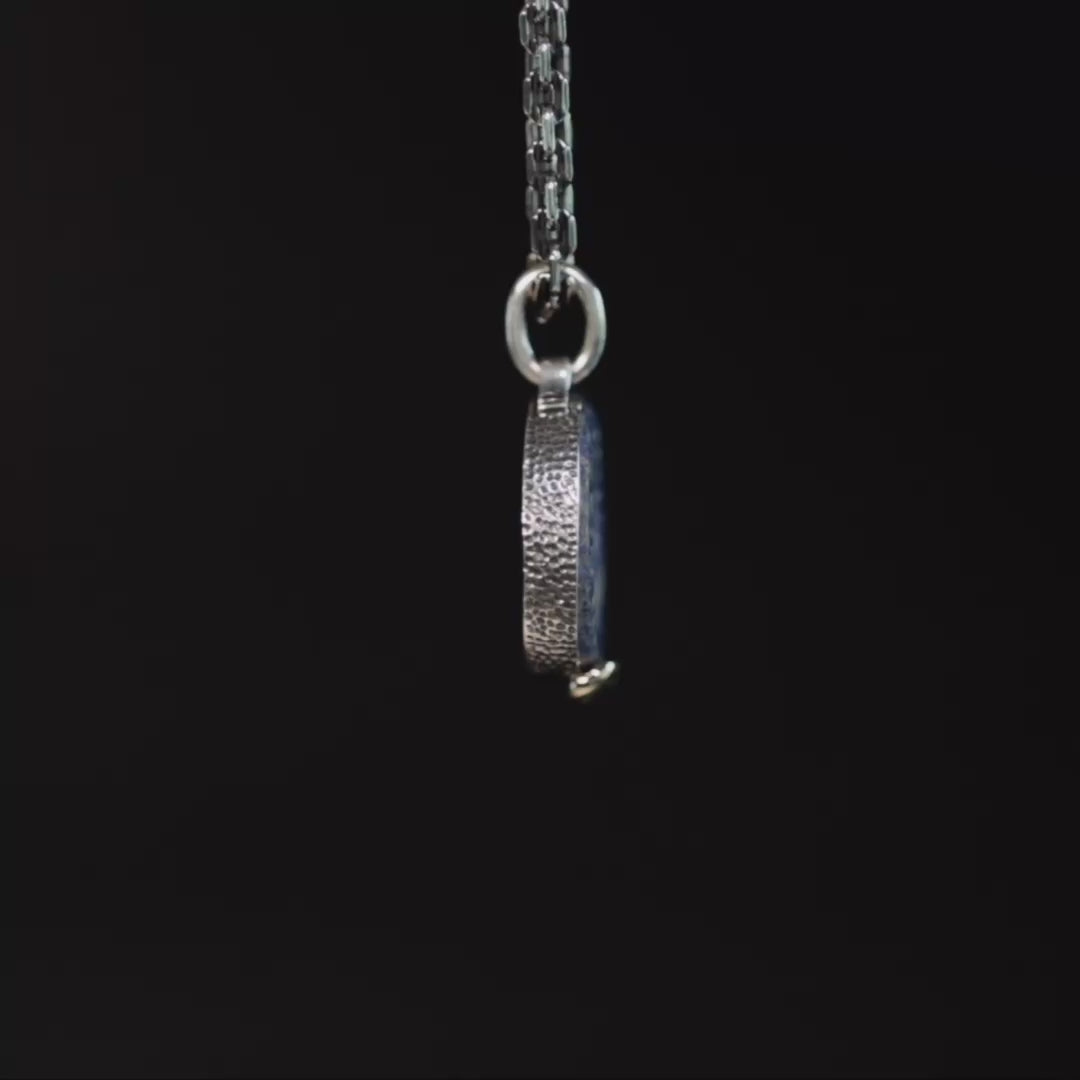 Nikephoros Pendant with Authentic Hellenistic Lapis Lazuli Seal in 925 Silver & Raw Yellow Sapphire in 9K Gold