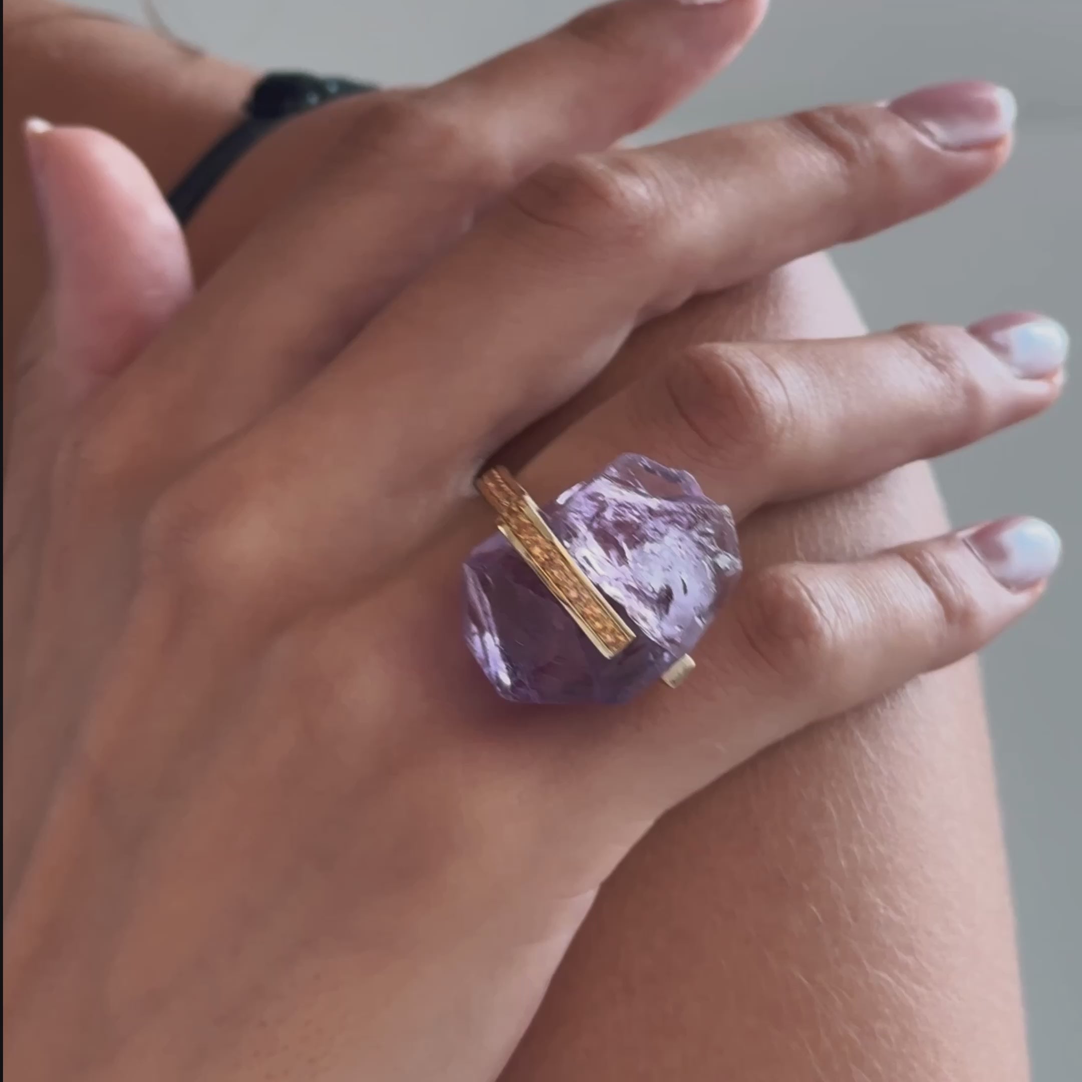 Kulta Rough Amethyst and Sapphire Ring