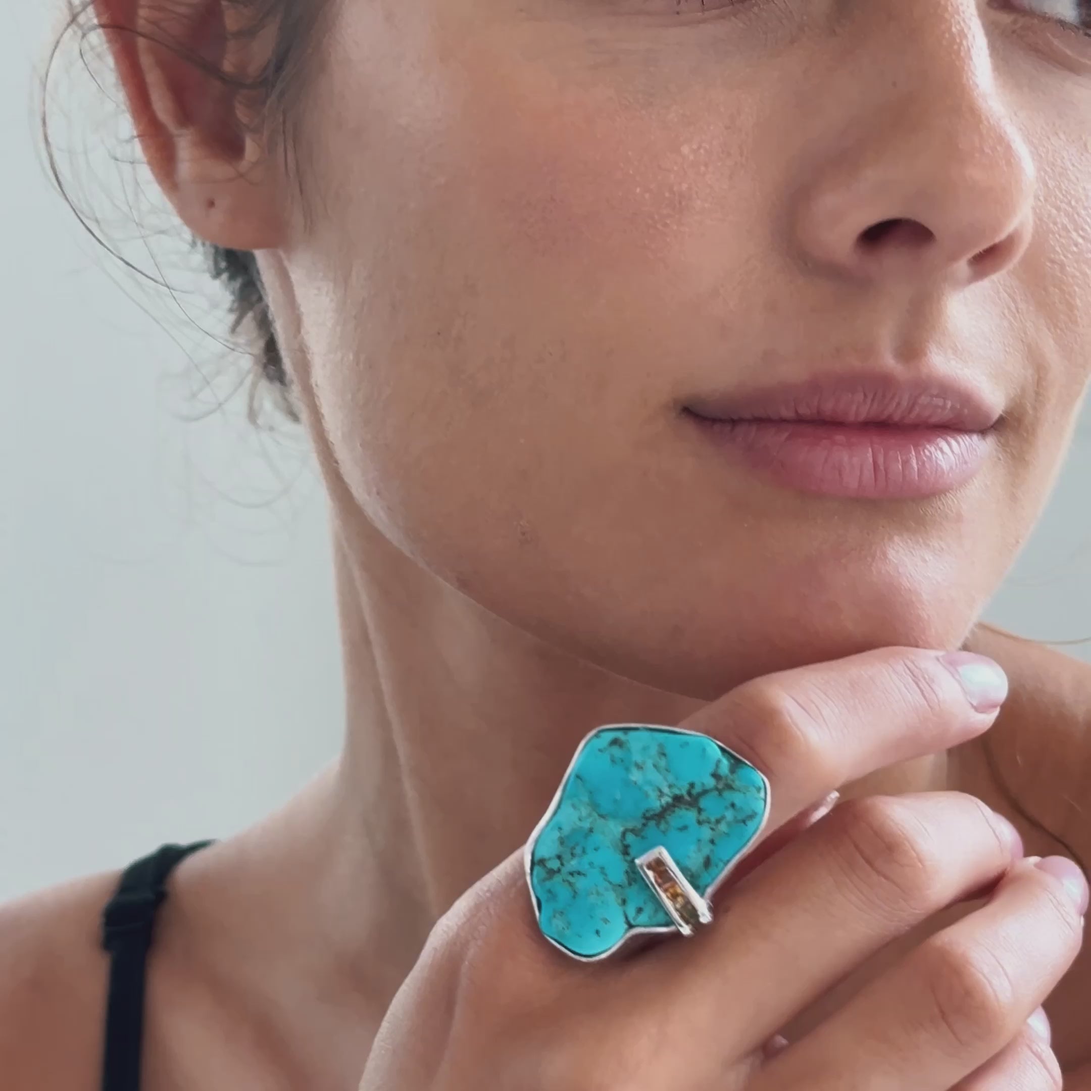 Vann Rough Turquoise and Sapphire Ring