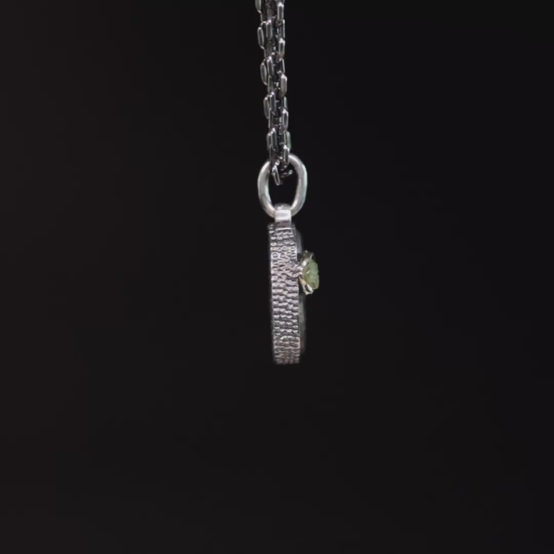 Lamassu Pendant with Authentic Mesopotamian Agate Seal in 925 Silver & Raw Yellow Sapphire in 9K Gold