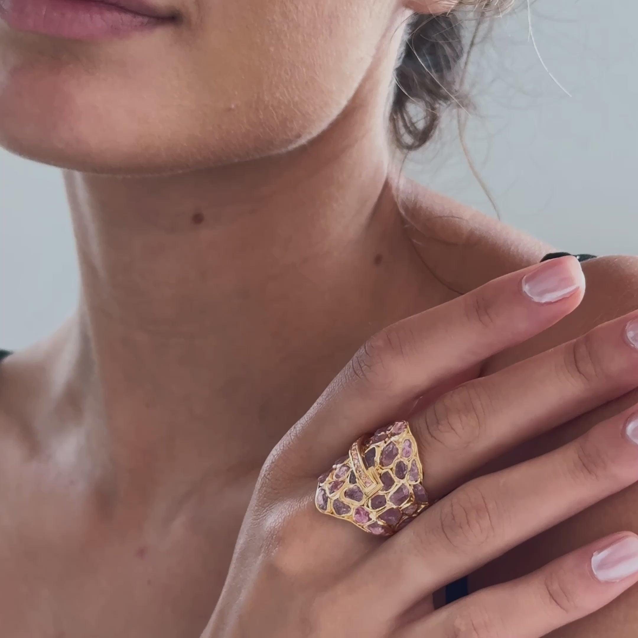 Lush Rough Pink Spinel and Pink Sapphire Ring