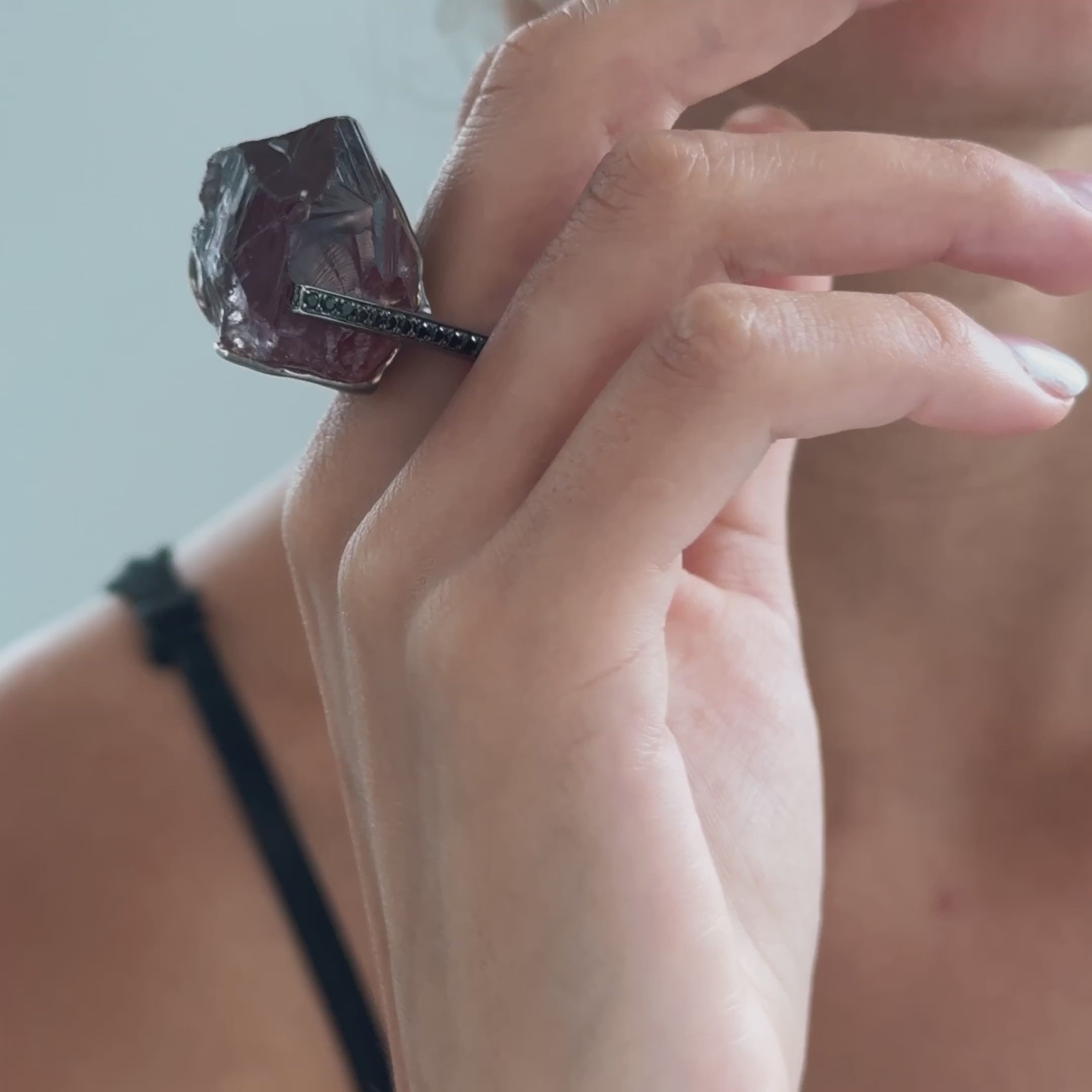 Kara Rough Amethyst and Spinel Ring