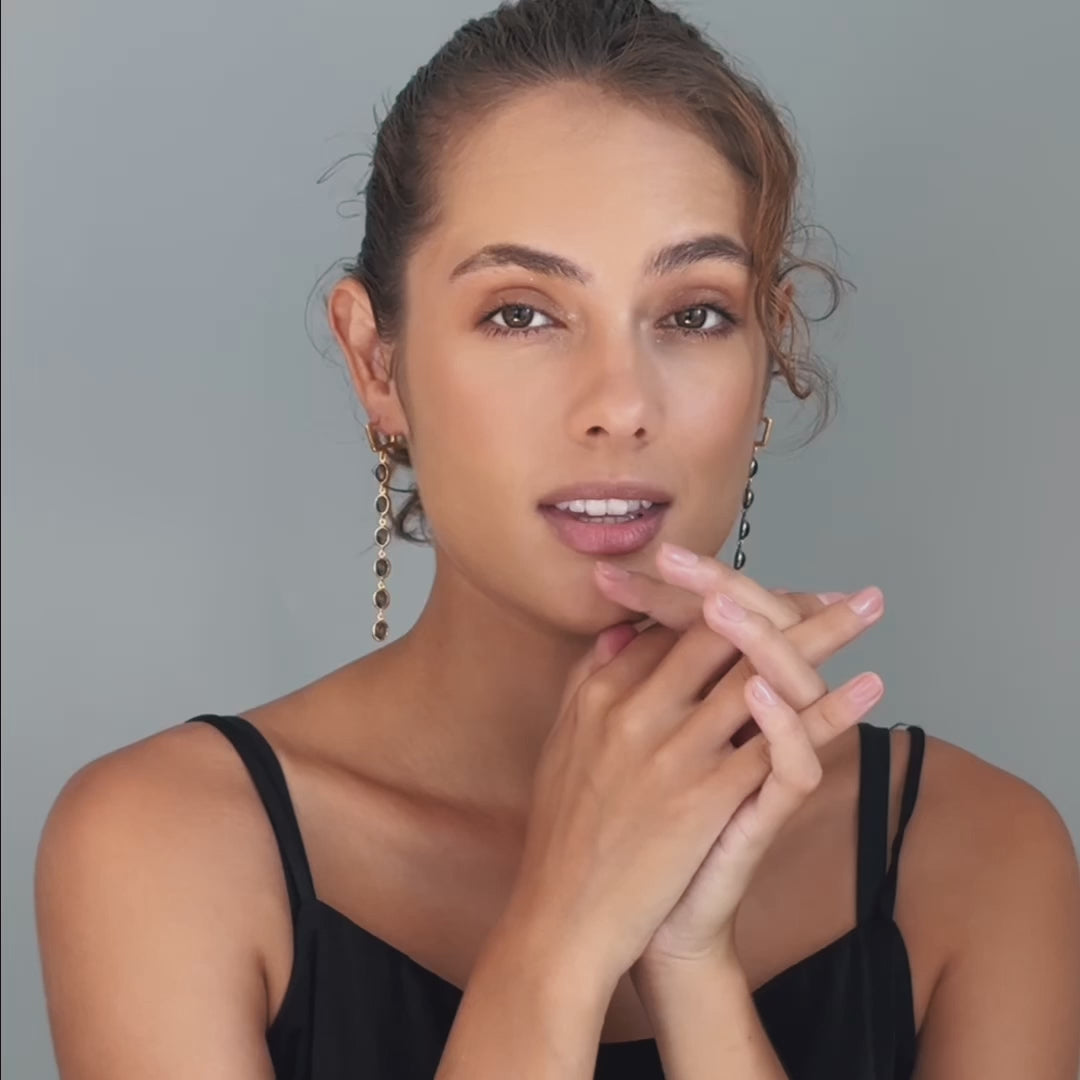 Koro Smoky Quartz Earrings (Black Rhodium and 18K Gold)