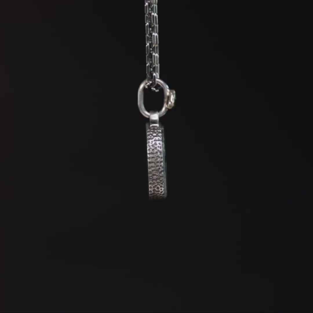 Humbaba Pendant with Ancient Near Eastern Agate Seal in 925 Silver & Raw Yellow Sapphire in 9K Gold