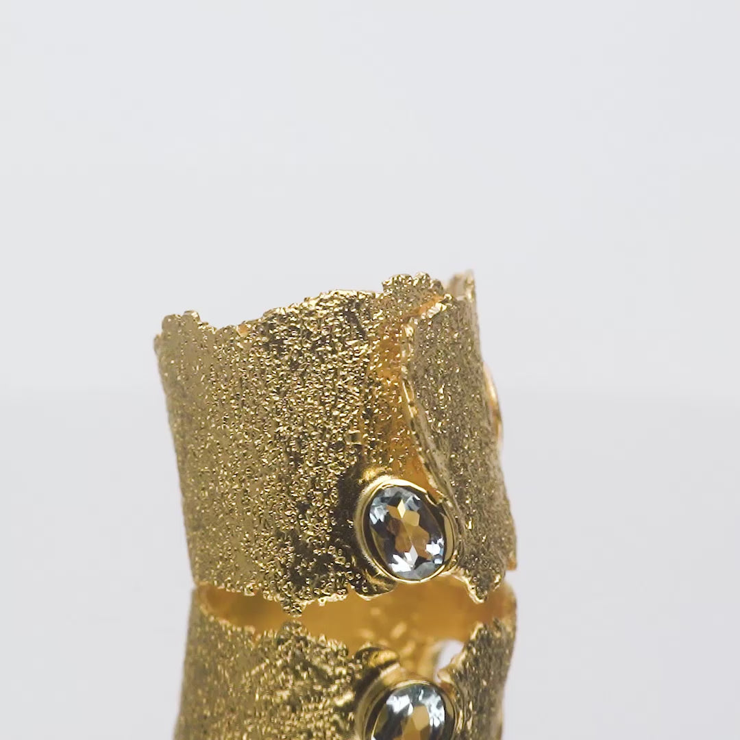 Otthild White Rhodium-Plated Silver Ring with Gemstone Options: Topaz, Garnet, Amethyst, Peridot, Citrine & Rhodolite