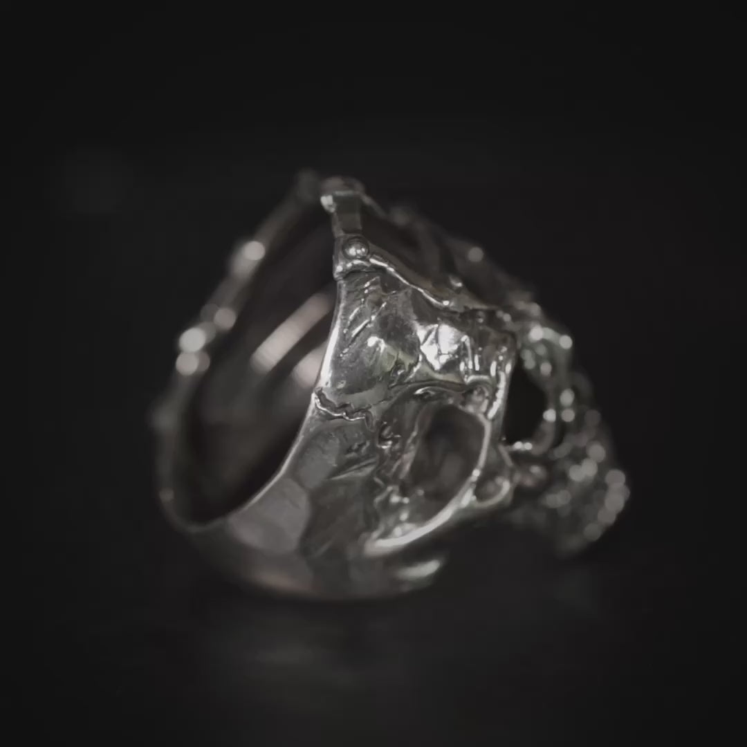 Nocturne Gothic Biker Inspired Oxidized 925 Silver Skull Ring