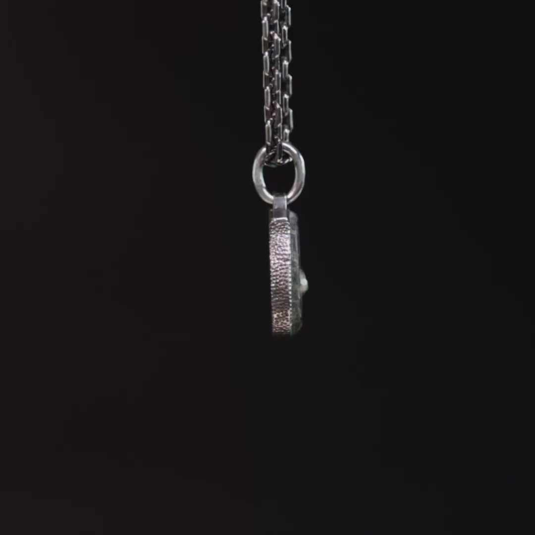 Sargatis Pendant with Authentic Ancient Agate Seal in 925 Silver & Raw Yellow Sapphire in 9K Gold